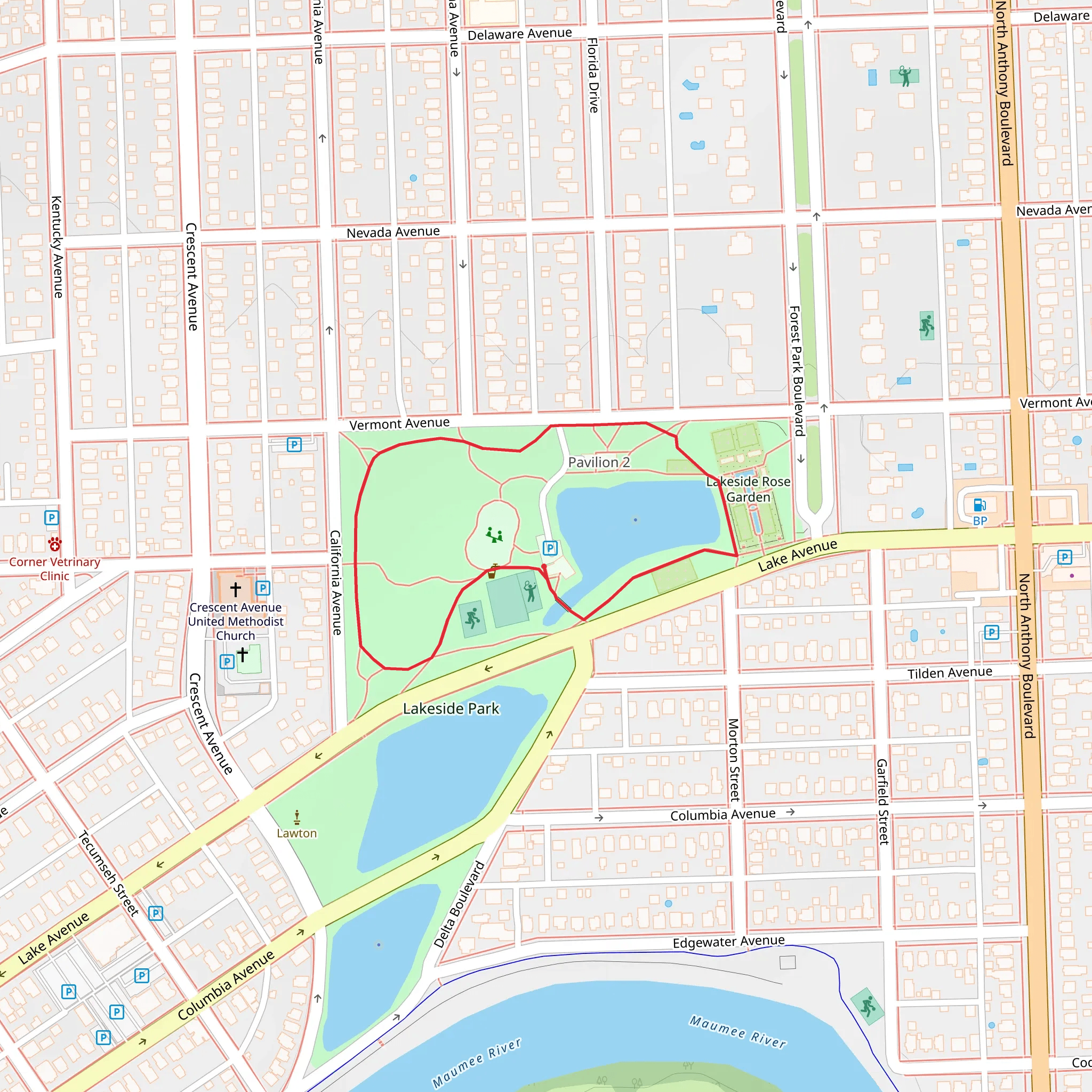 Lakeside Park Loop mobile static map