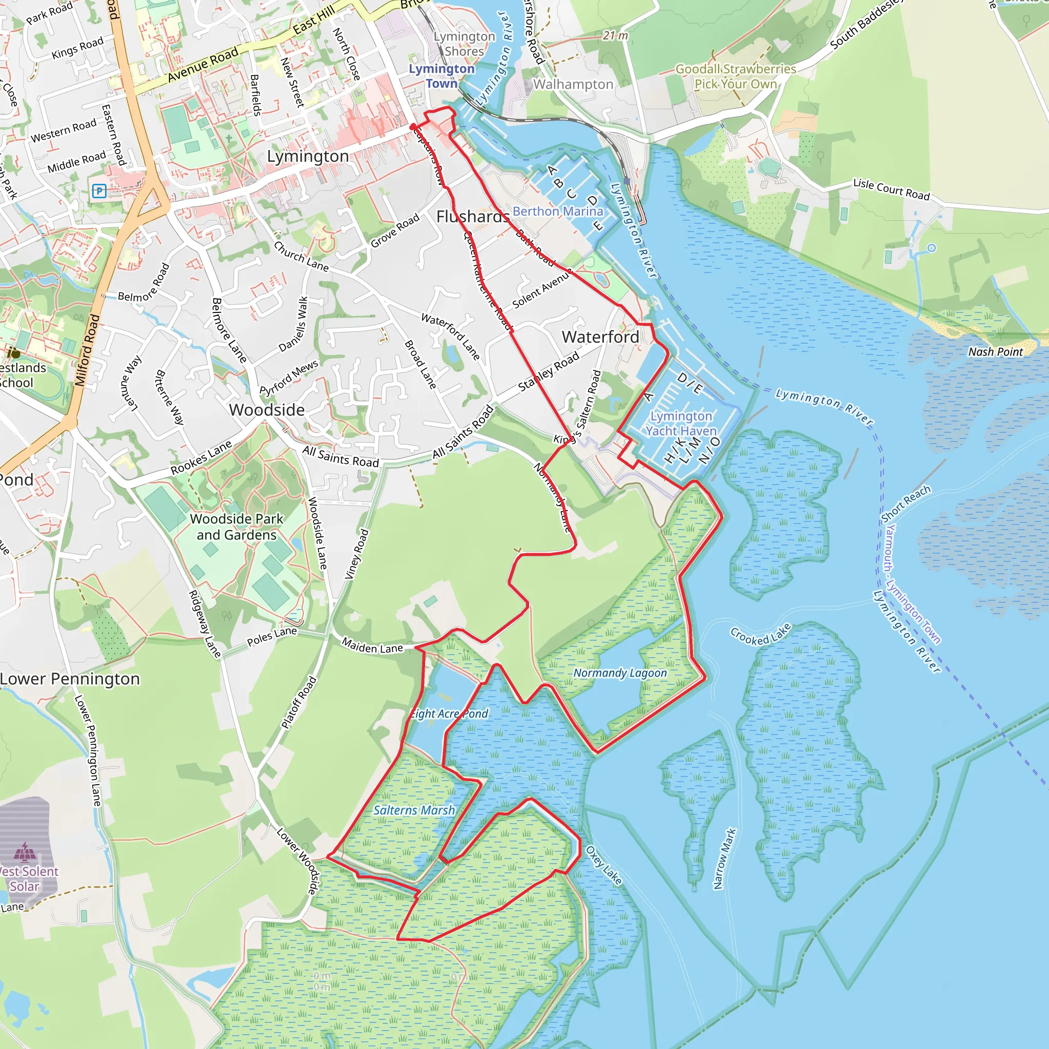 Normandy Lagoon and Moses Dock Loop mobile static map