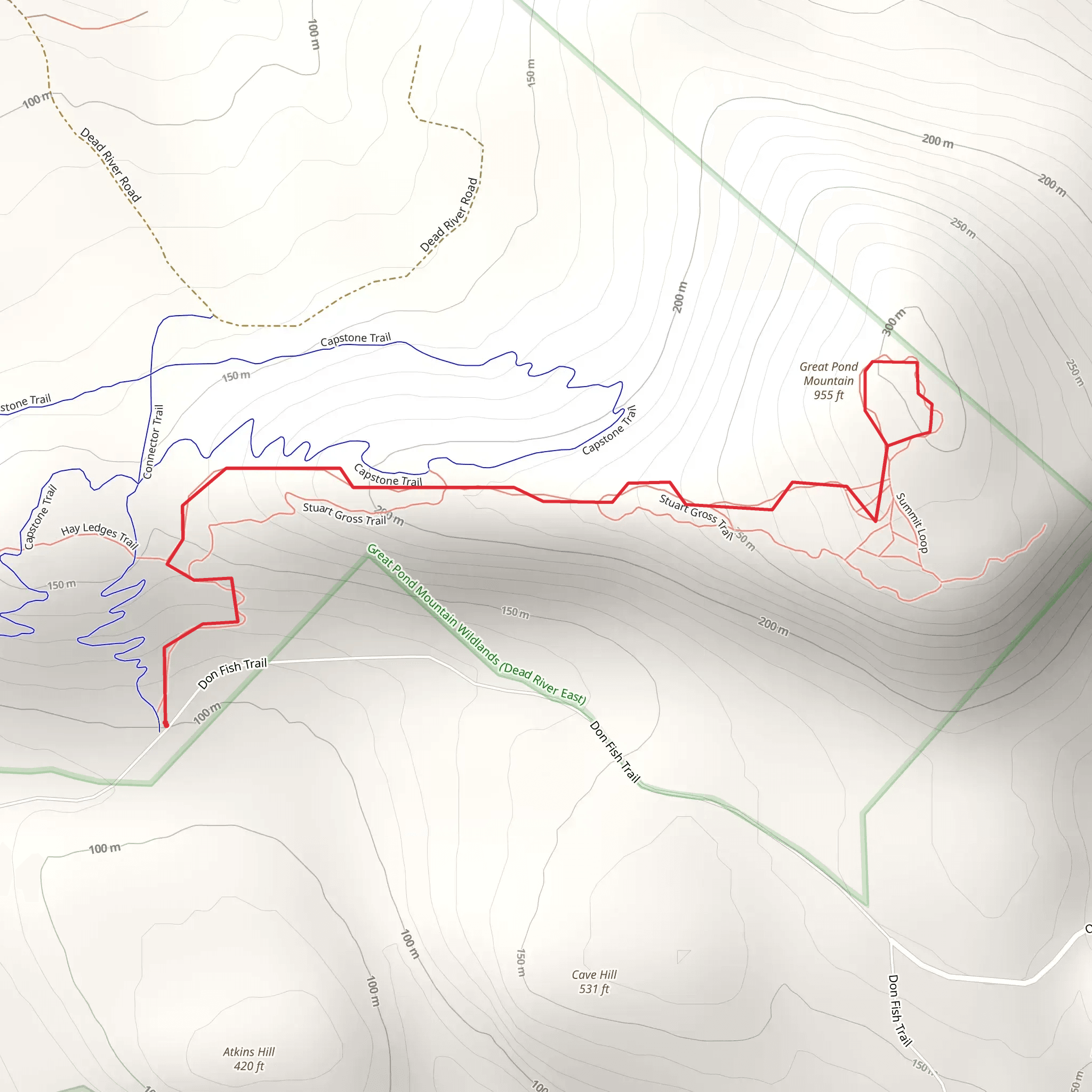 Great Pond Mountain from Don Fish Trail mobile static map