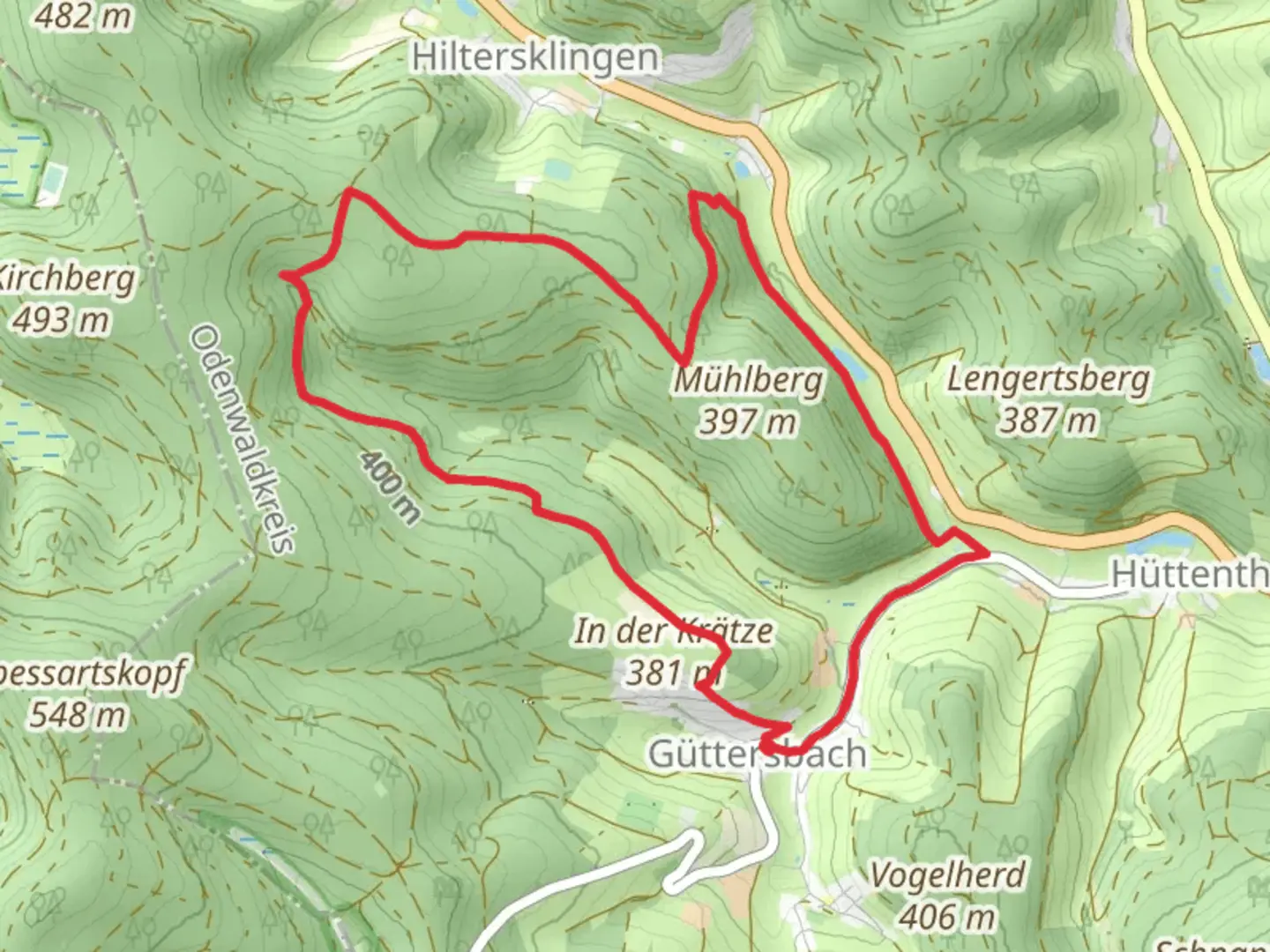 An image depicting the trail Koehlerhuettenweg and Dachsberg Weg Loop and its surrounding area.