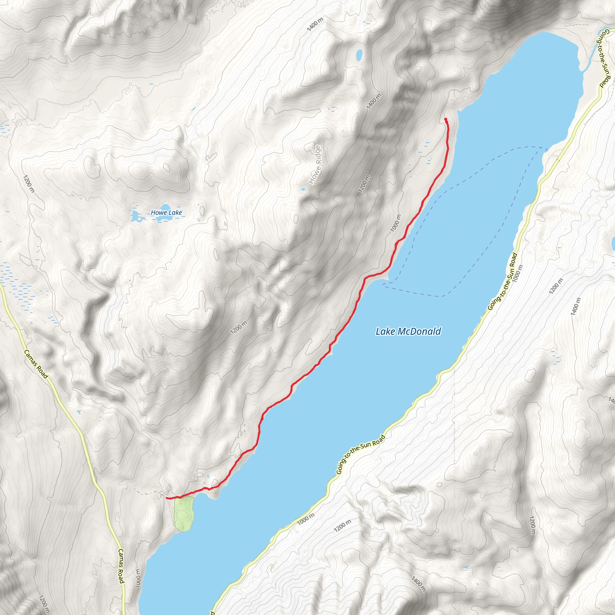 Lake McDonald Trail mobile static map