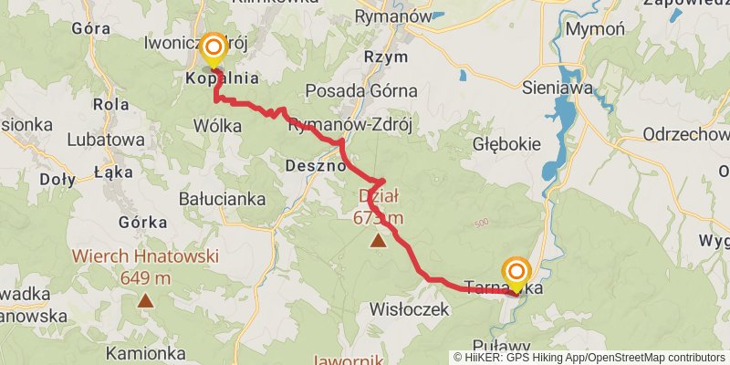 Main Beskid Trail stage 23 Map