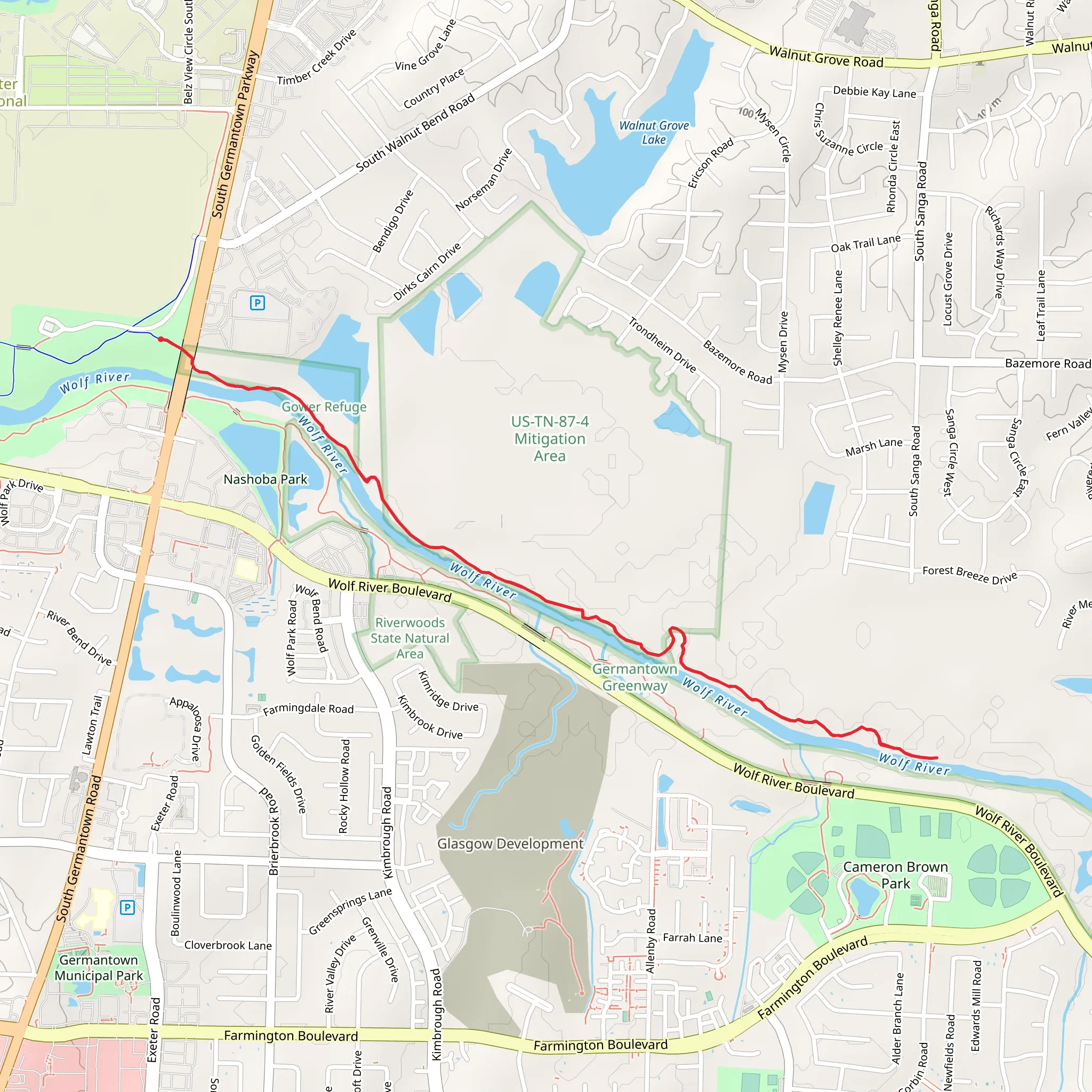 Wolf River via Gray's Creek Trail mobile static map