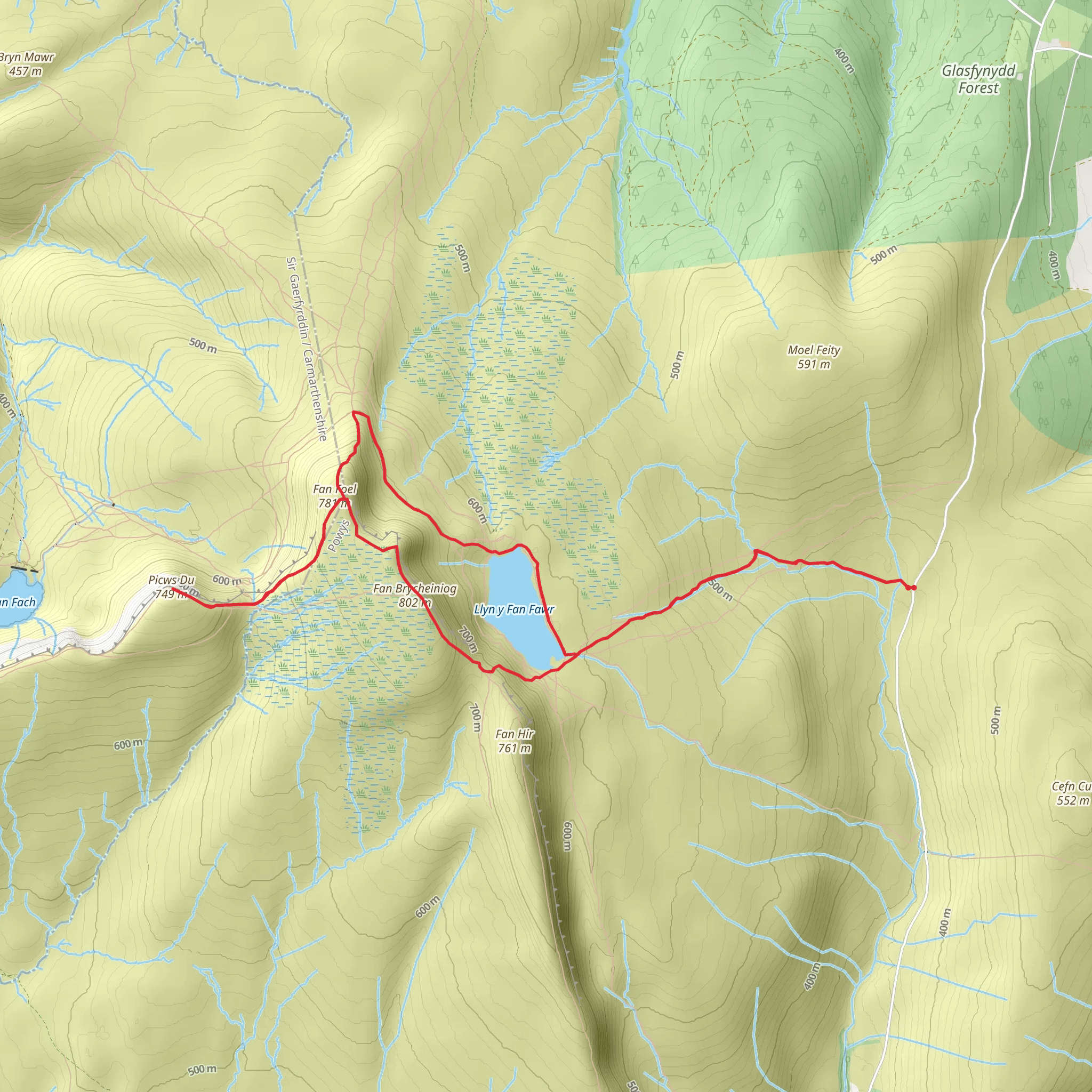 Fan Brycheiniog and Picws Du mobile static map