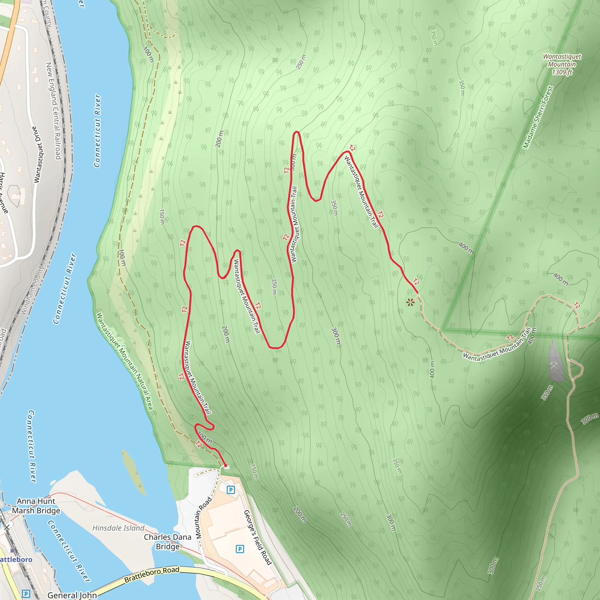 Wantastiquet Mountain Trail mobile static map