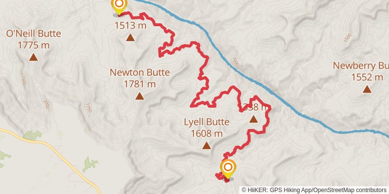 Tonto Trail - Grandview Trail to South Kaibab Trail stage 2 Map