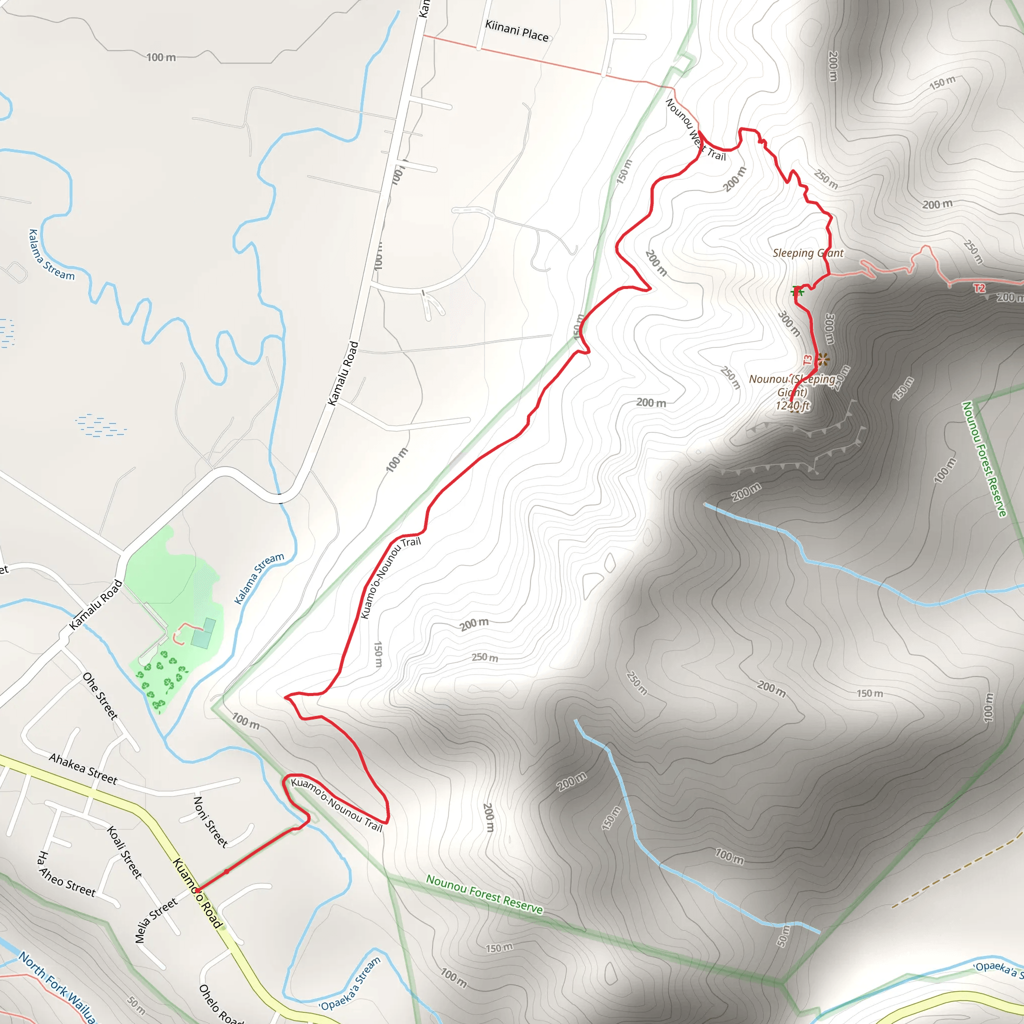Sleeping Giant via Kuamo'o Nounou Trail mobile static map