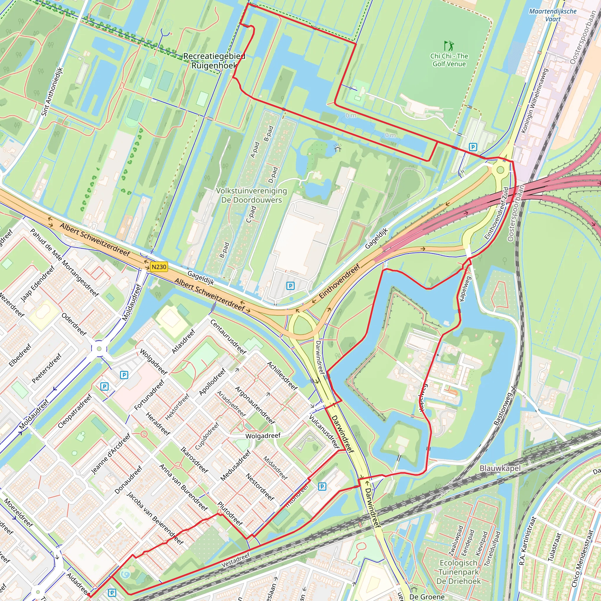 Fort Blauwkapel via Waterliniepad mobile static map