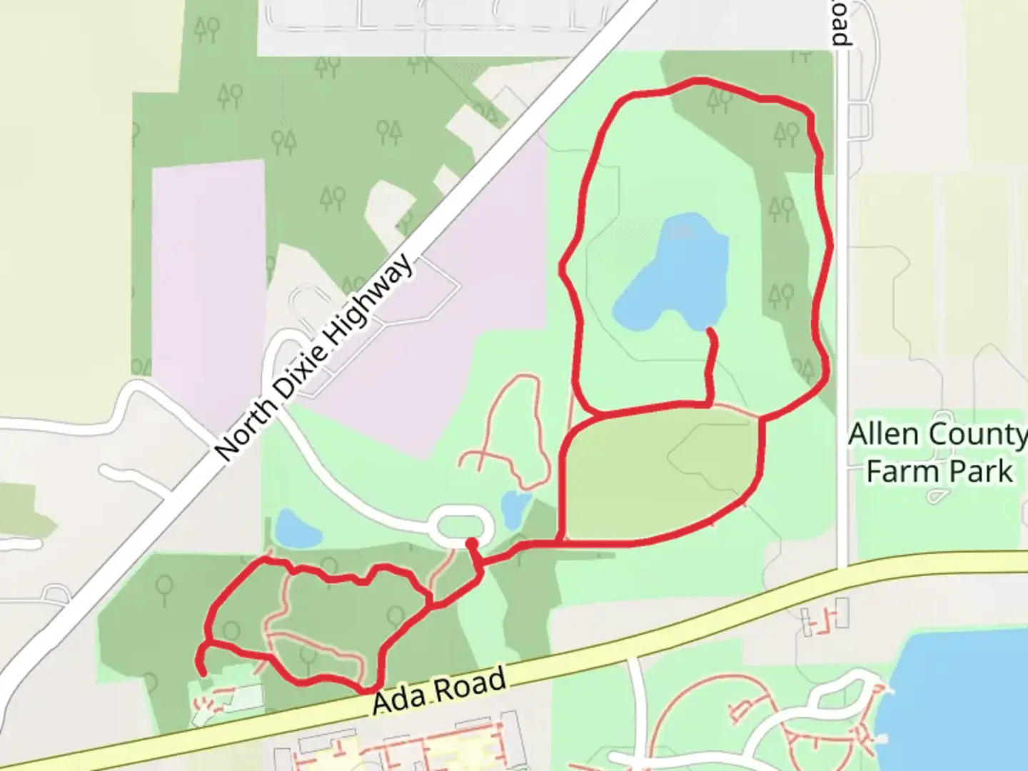 An image depicting the trail McLean-Teddy Bear Park Loop and its surrounding area.