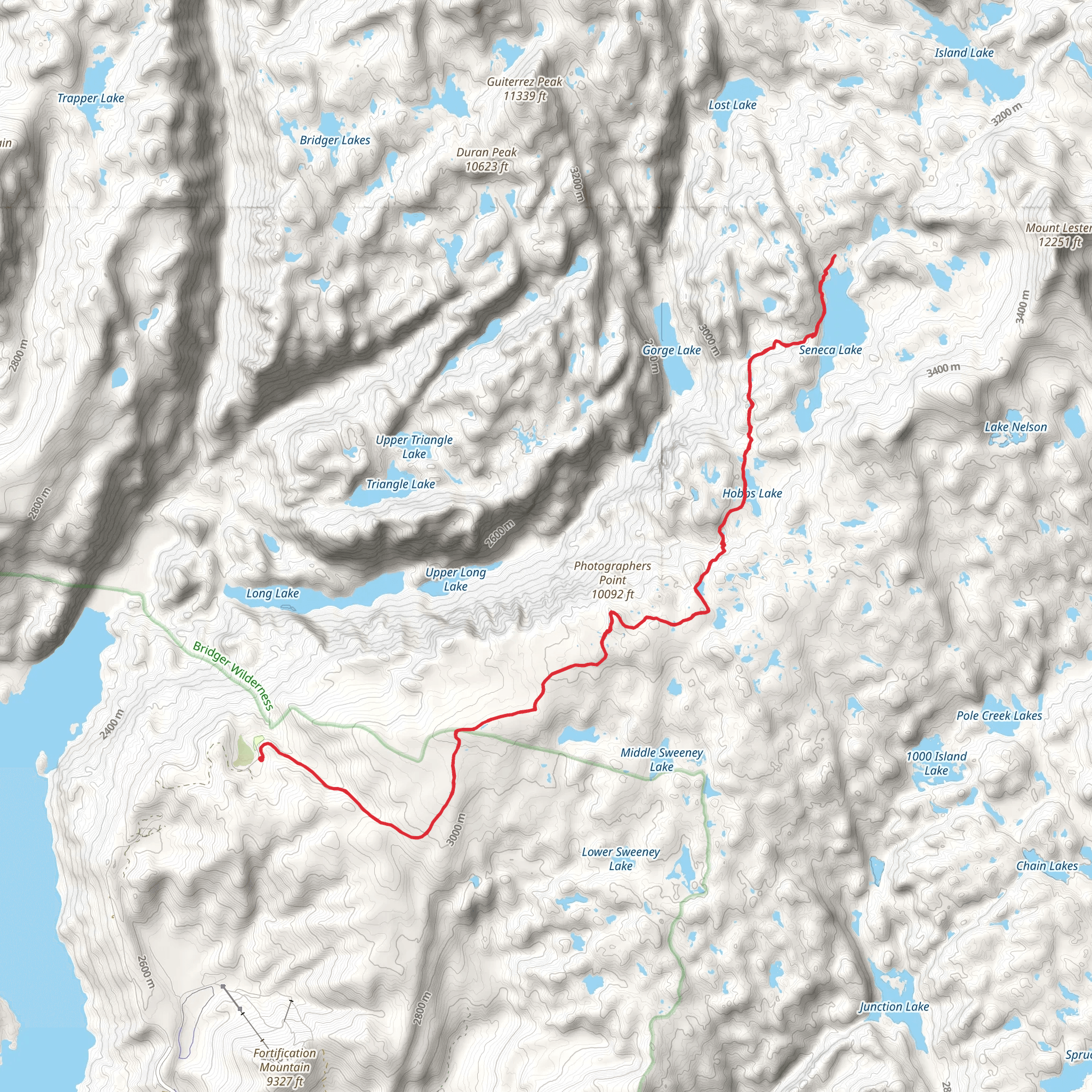Seneca Lake via Pole Creek Trail mobile static map