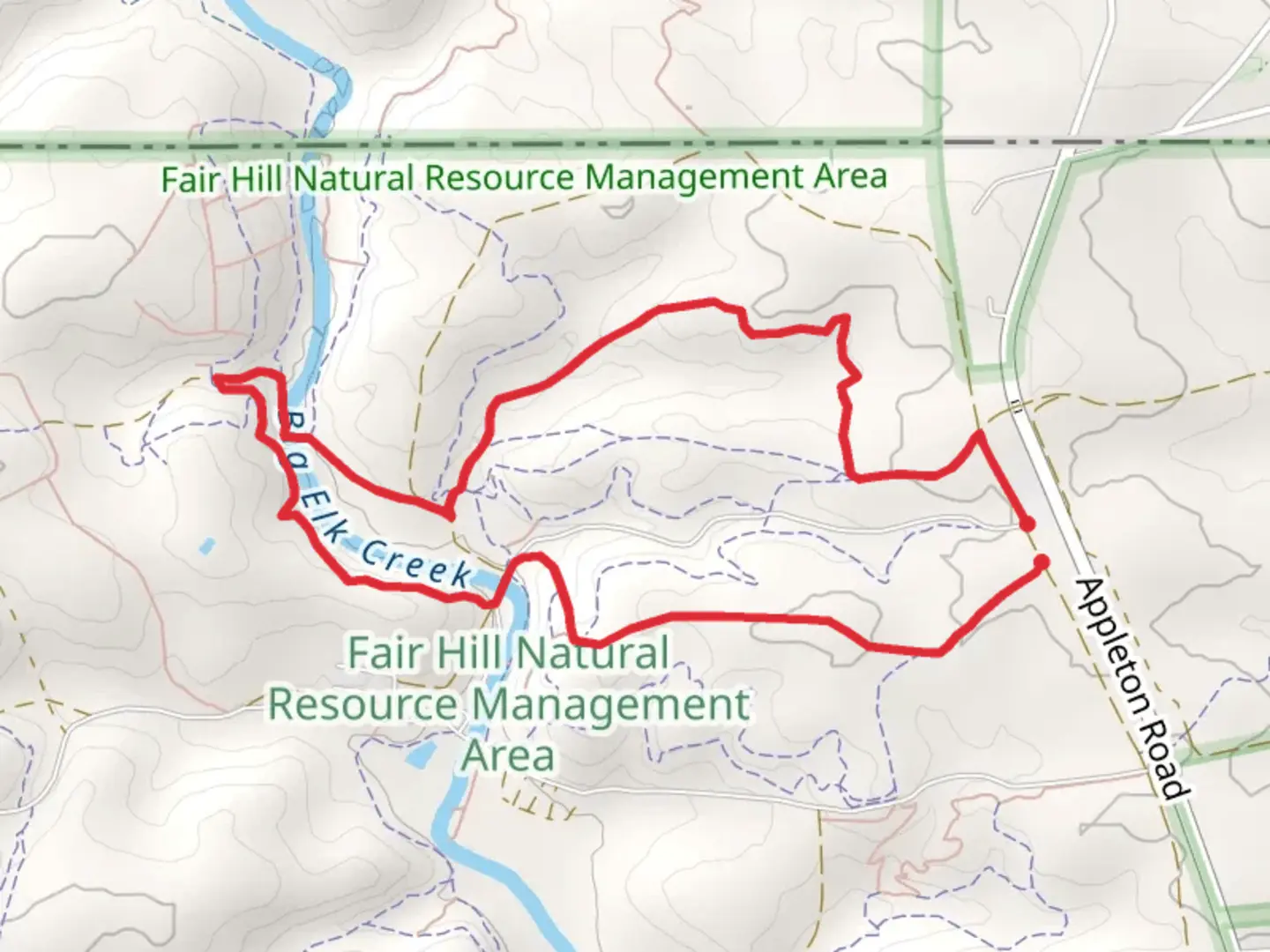 An image depicting the trail Green Trail and Orange Trail Loop and its surrounding area.