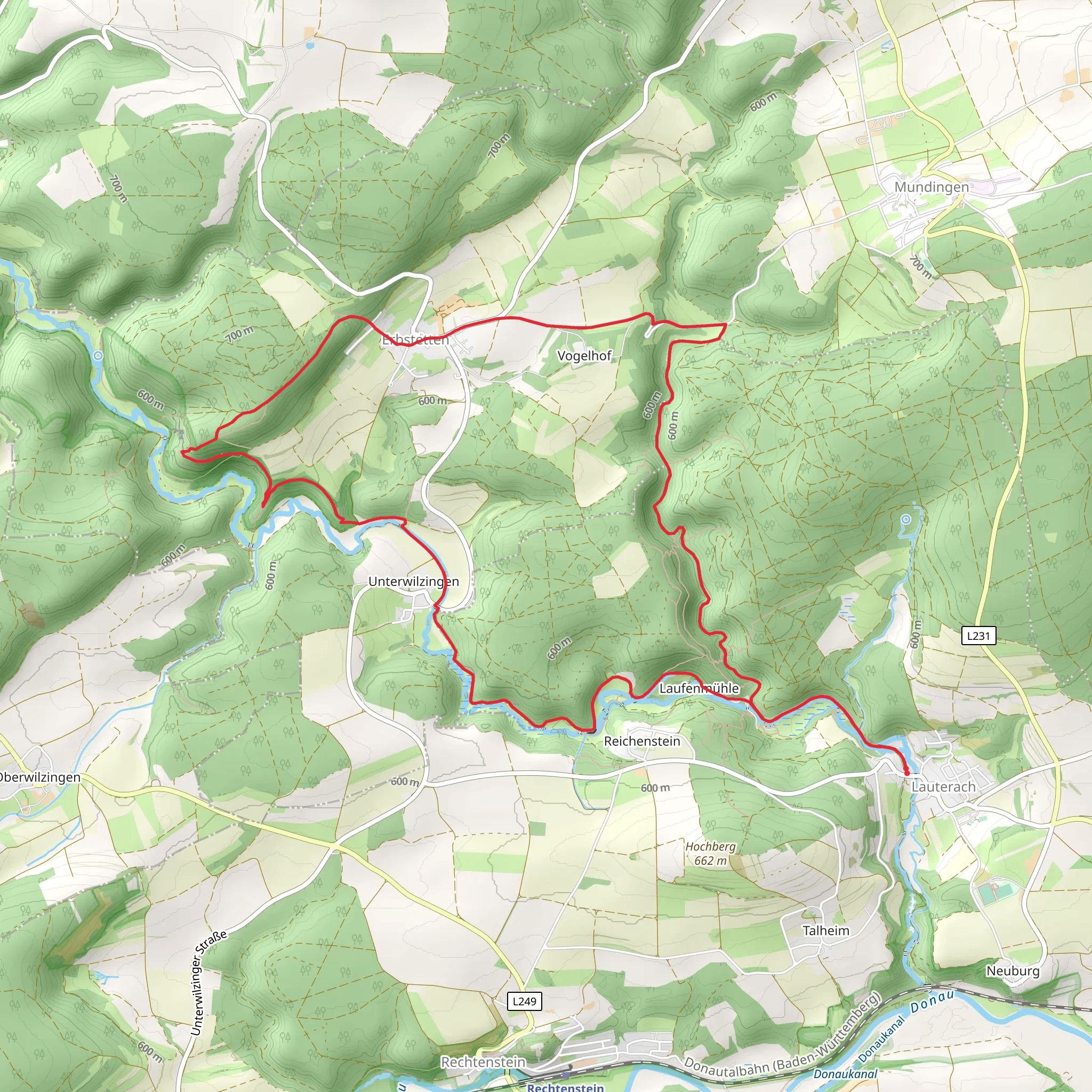 Burgfelsenpfad and Schwaebische Alb Oberschwaben Weg mobile static map
