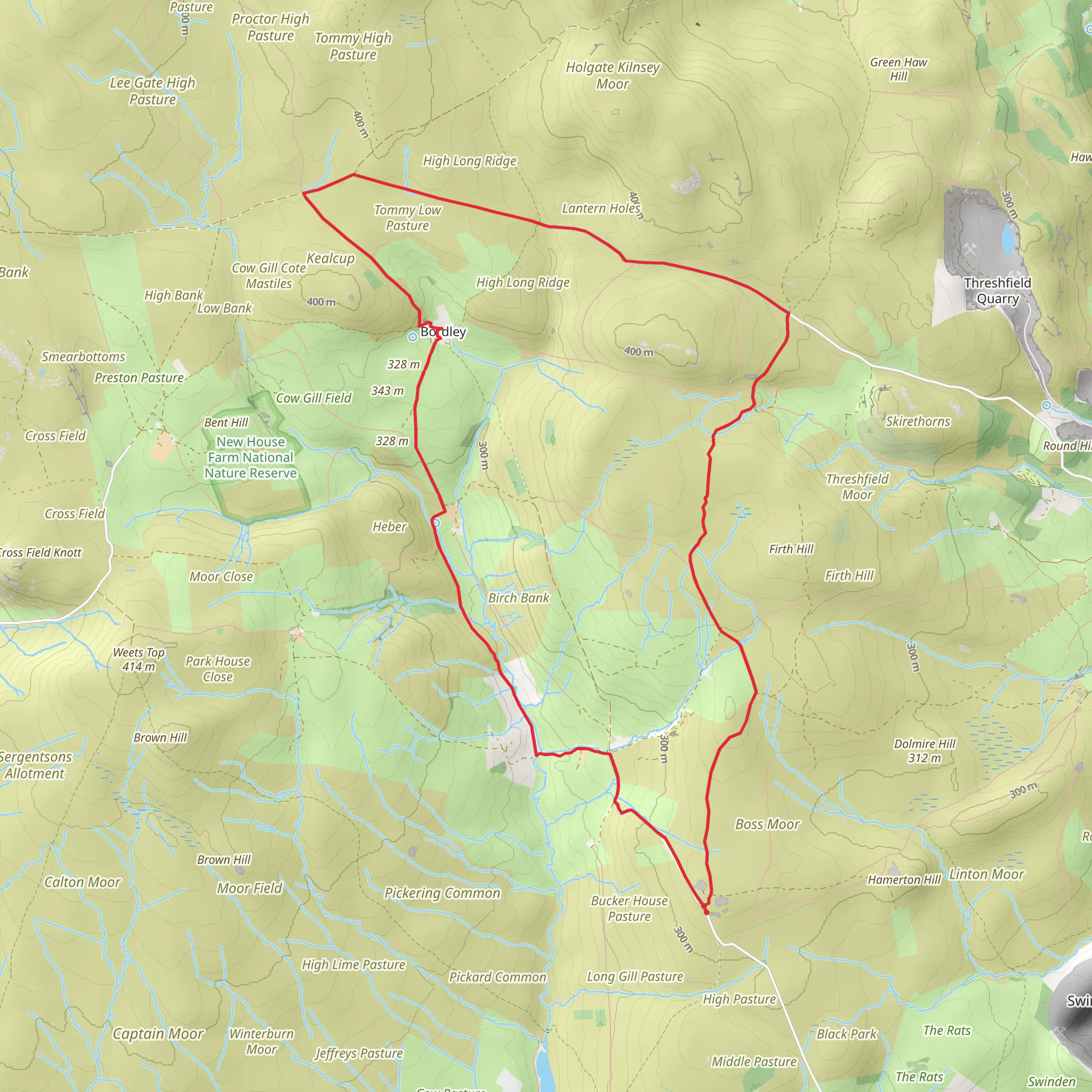Bordley Hall and Malham Moor mobile static map