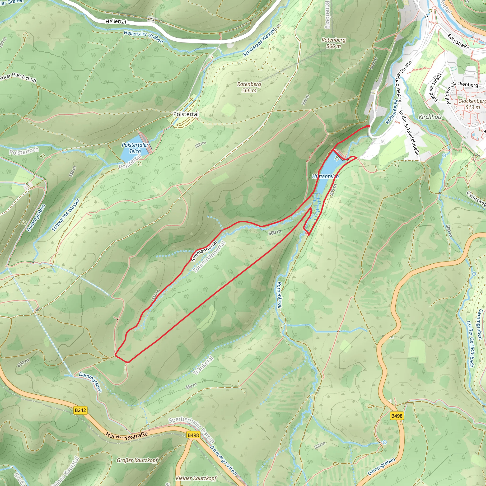 Hüttenteich and Totemannertal Loop mobile static map