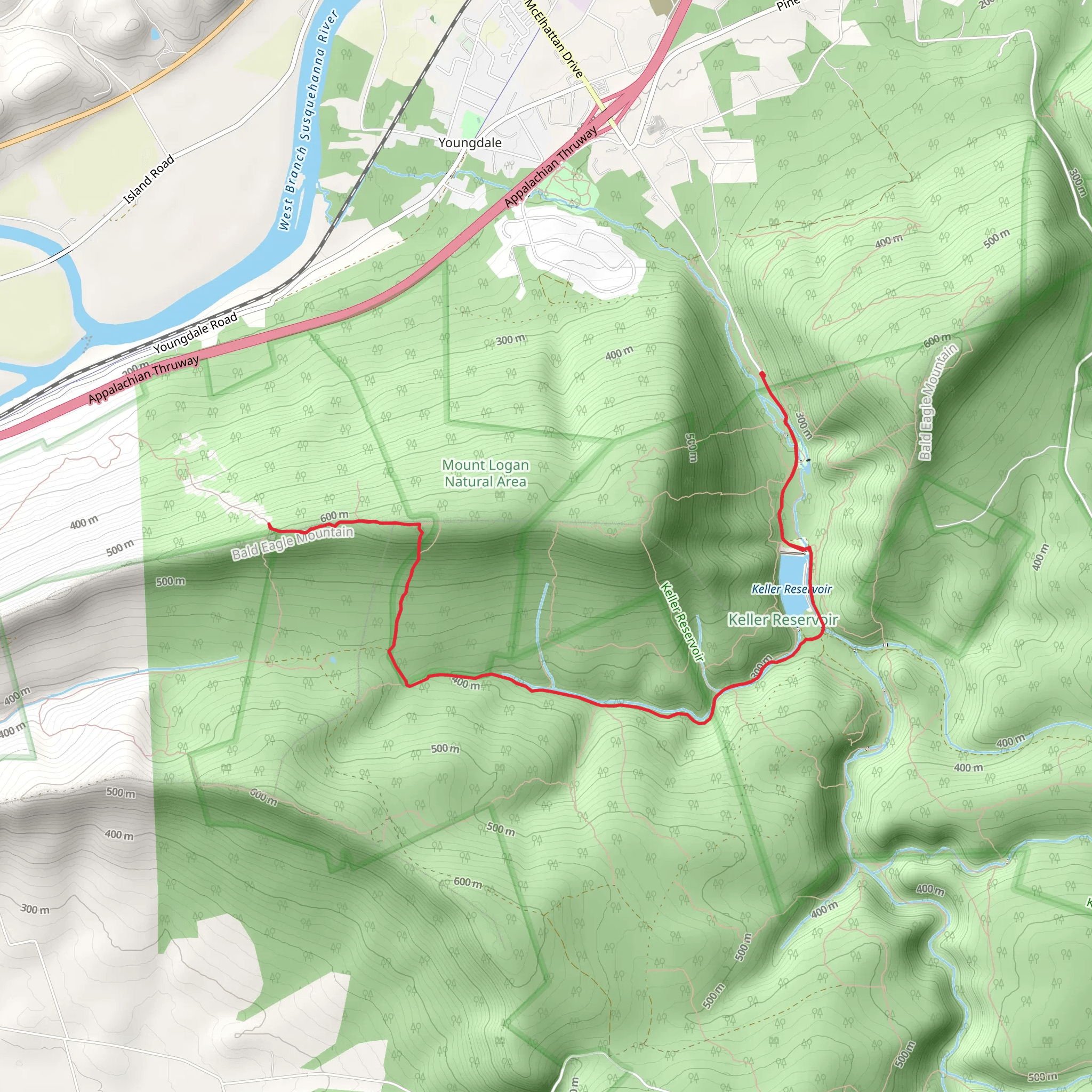 East Kammerdiner Run via Keller Reservoir mobile static map