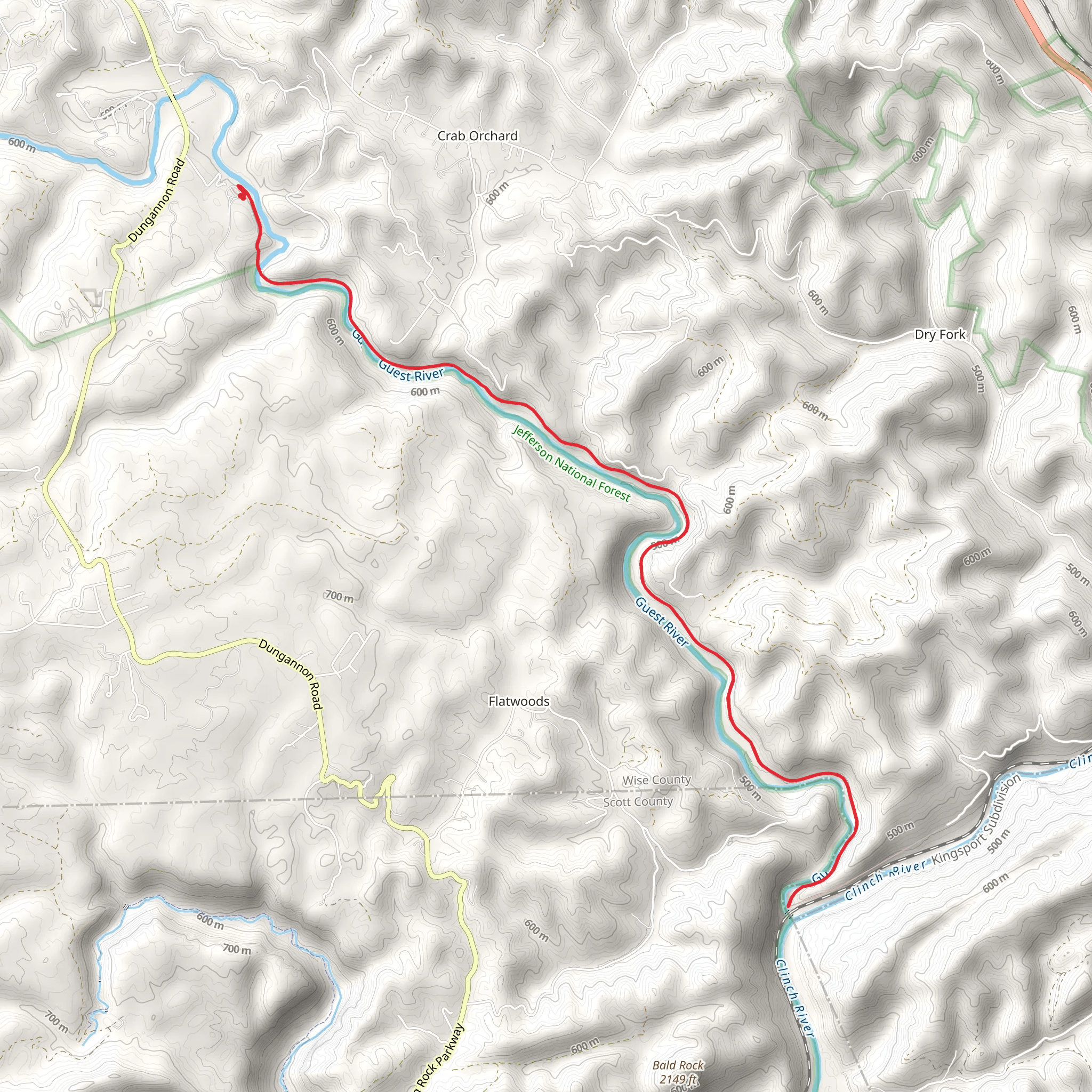 Guest River Gorge Trail mobile static map