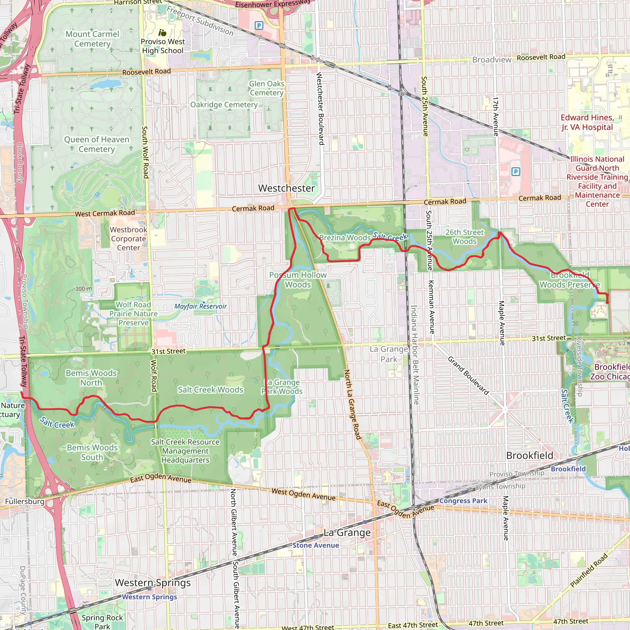 Salt Creek Greenway Red Paved Trail mobile static map
