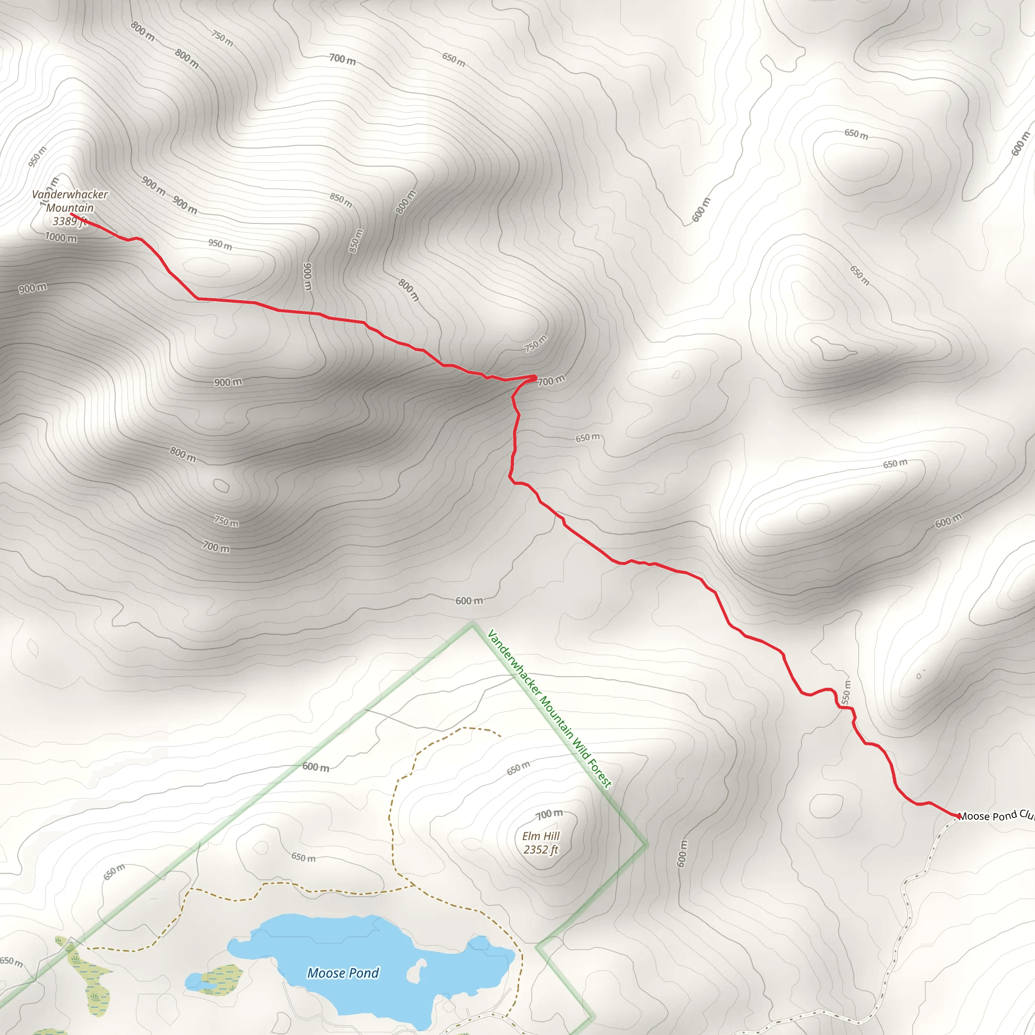 Vanderwhacker Mountain Trail mobile static map