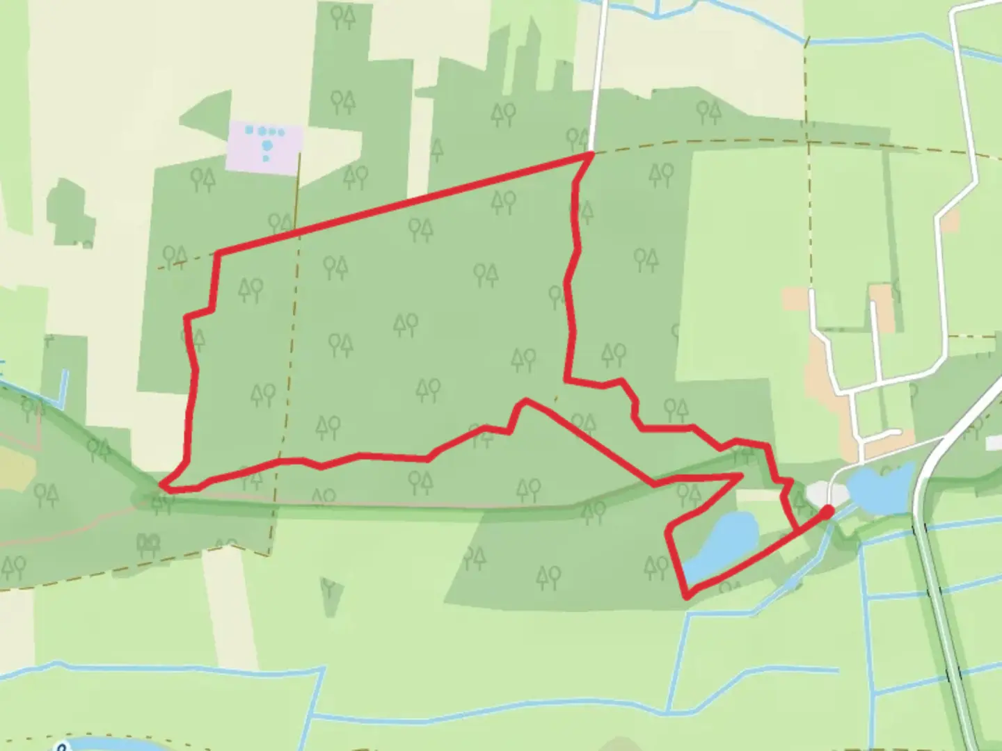 An image depicting the trail Wümmeniederung mit Rodau Short Loop and its surrounding area.