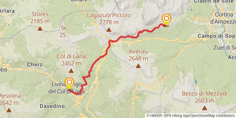 Camino Delle Dolomiti stage 12 Map