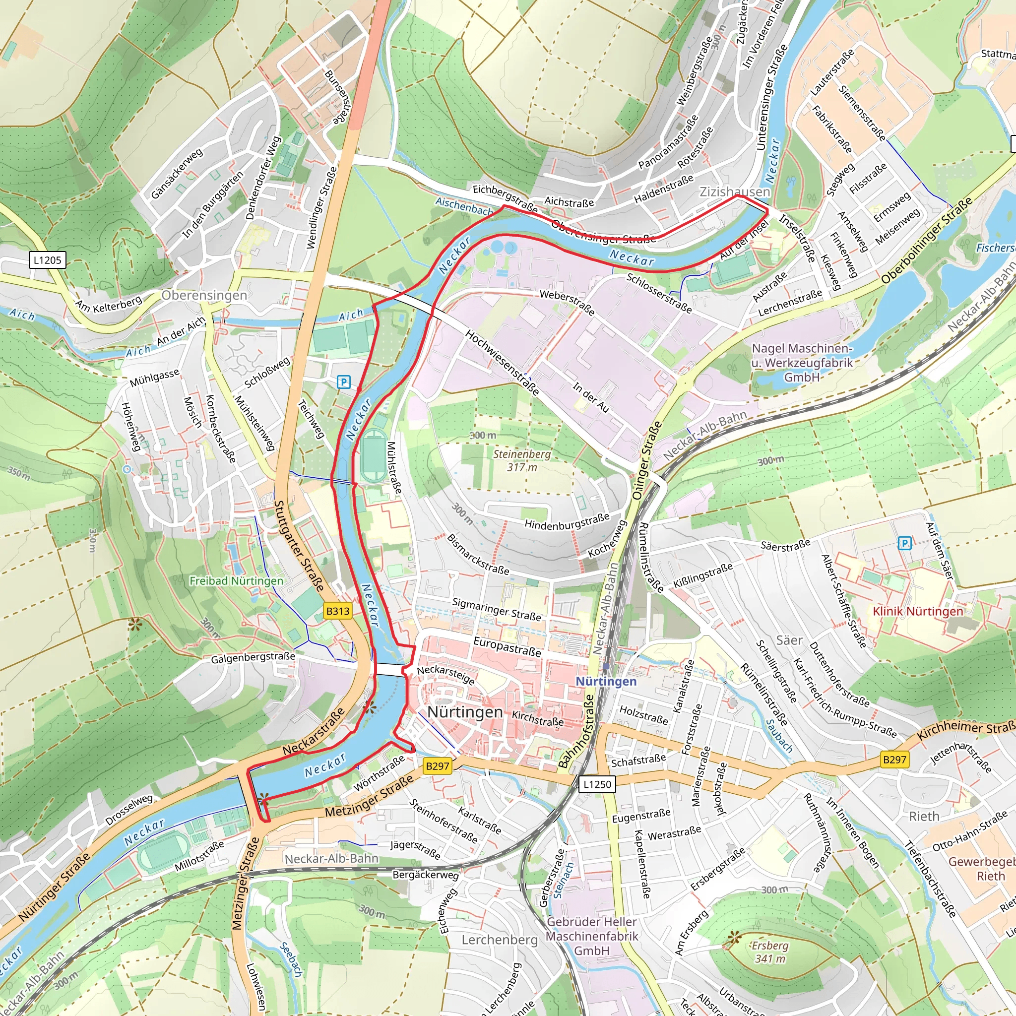 River Neckar Scenic Loop - Nurtingen mobile static map