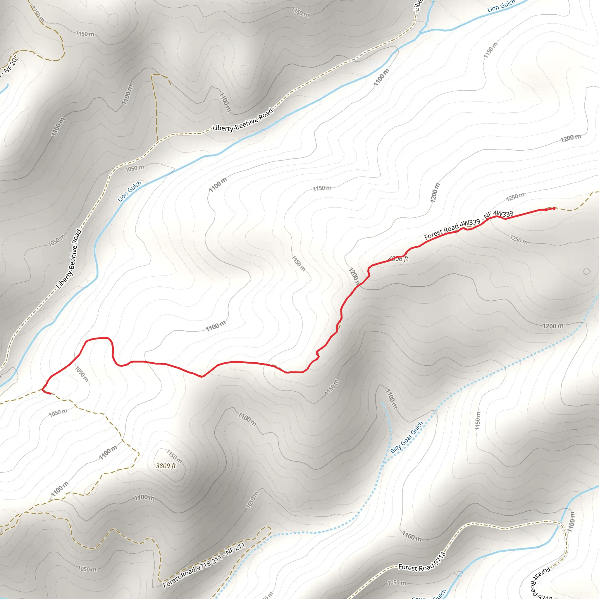 Billy Goat Gulch Trail mobile static map