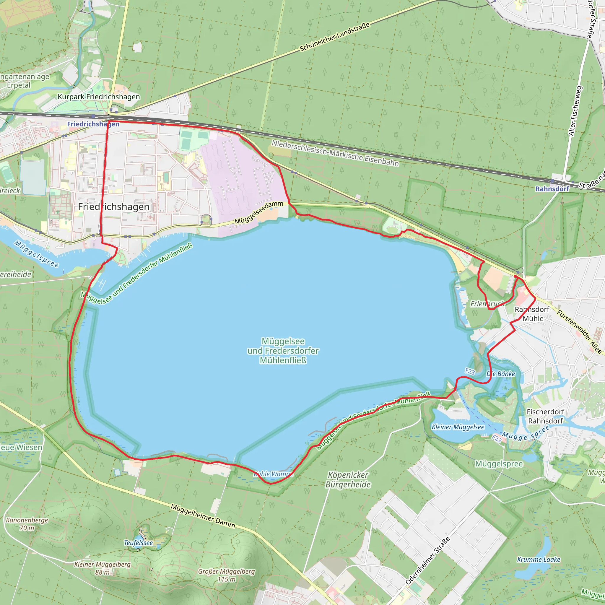 Großer Müggelsee Loop mobile static map