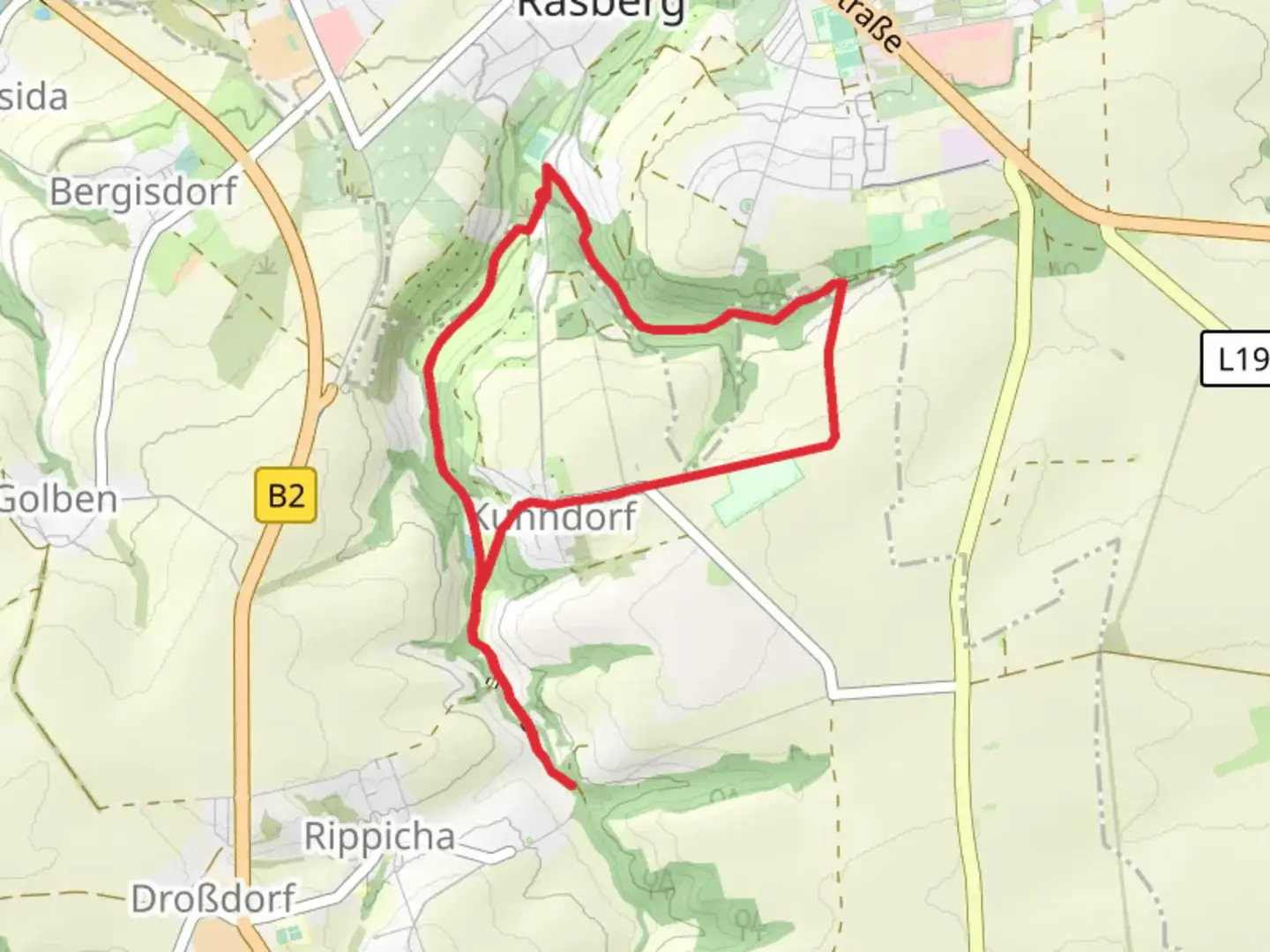 An image depicting the trail Kuhndorf Short Loop and its surrounding area.