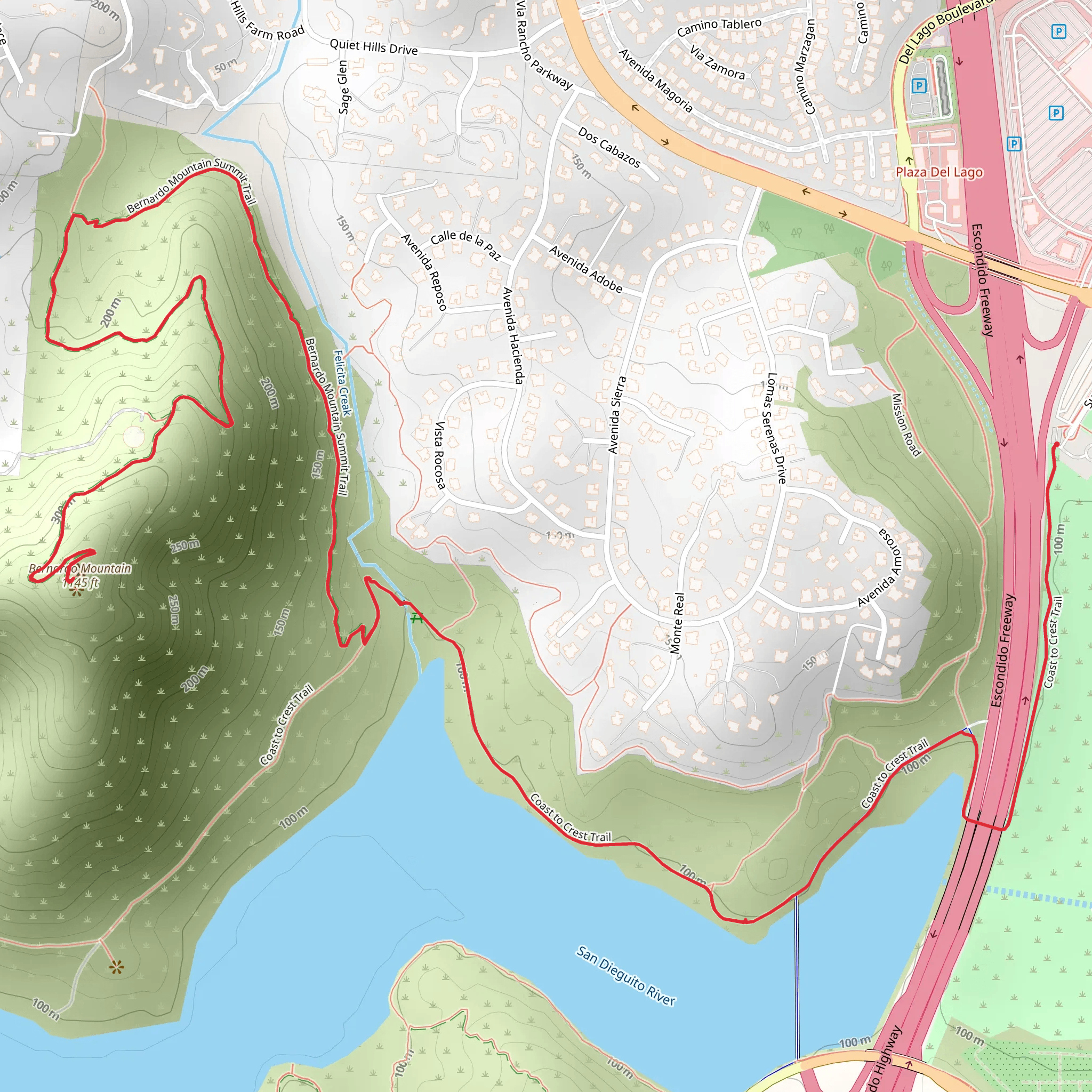 Bernardo Mountain via Coast to Crest Trail mobile static map