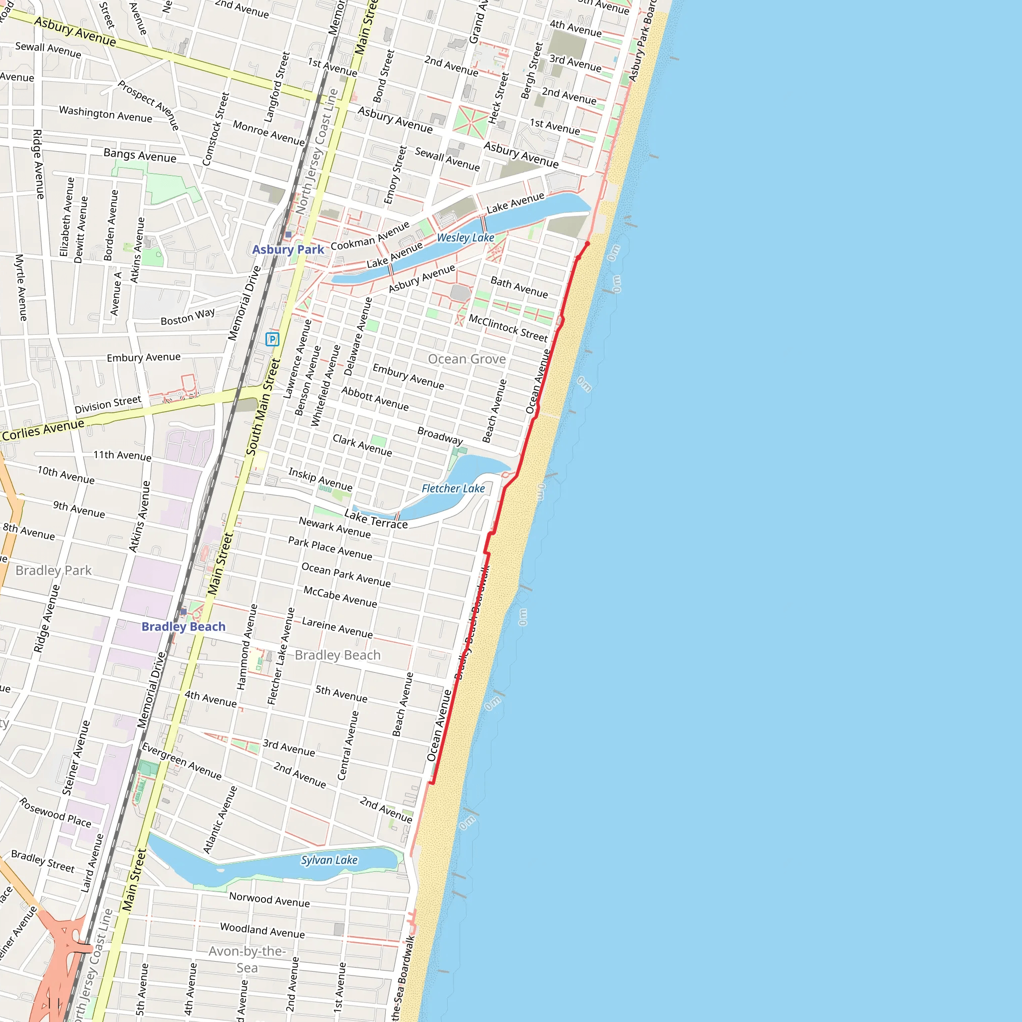 Bradley Beach Boardwalk mobile static map