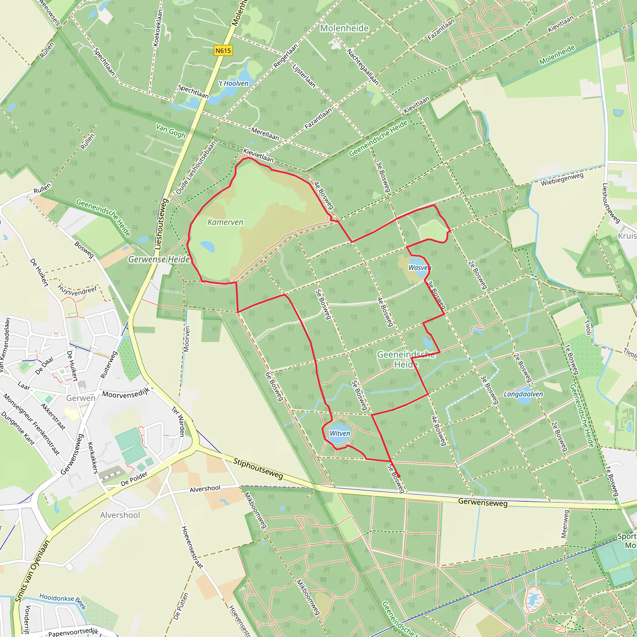 Geeneindsche Heide, Wasven and Witven Loop mobile static map