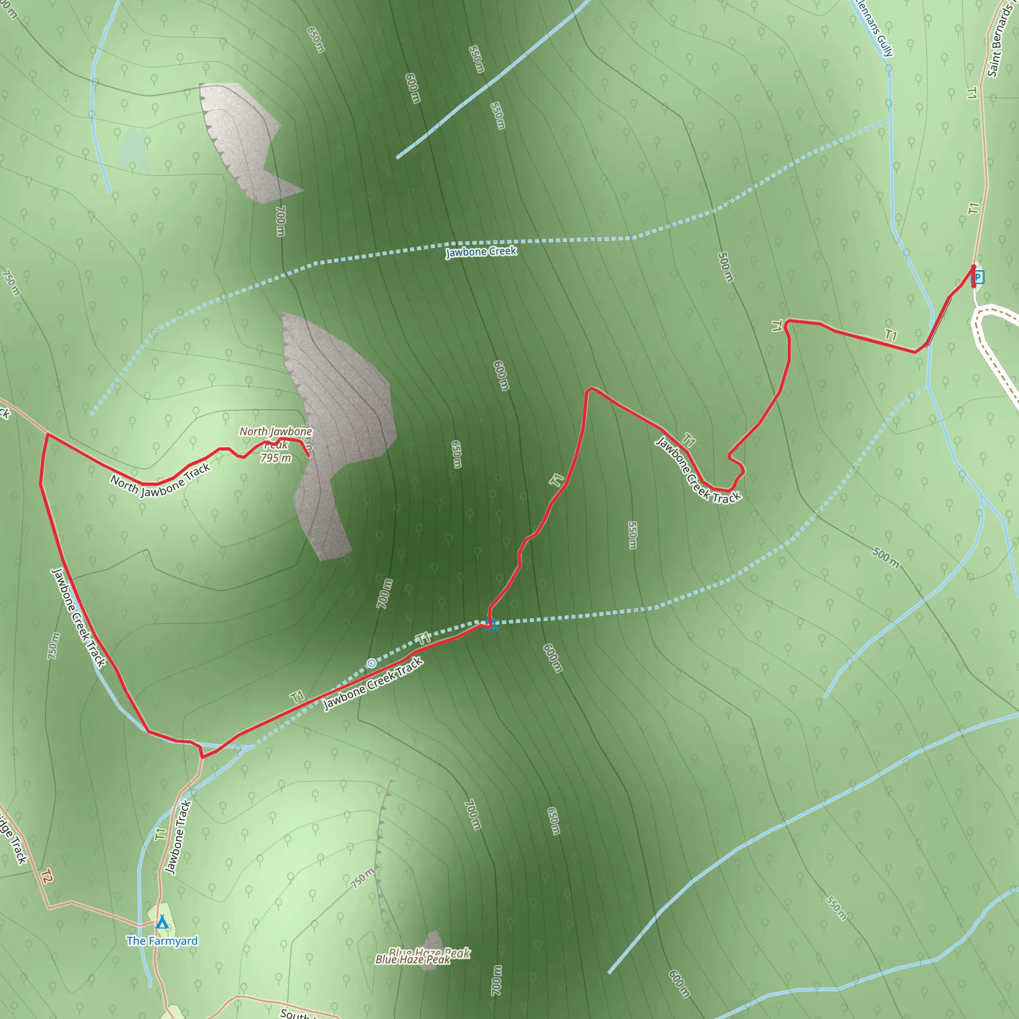 North Jawbone Peak Trail mobile static map
