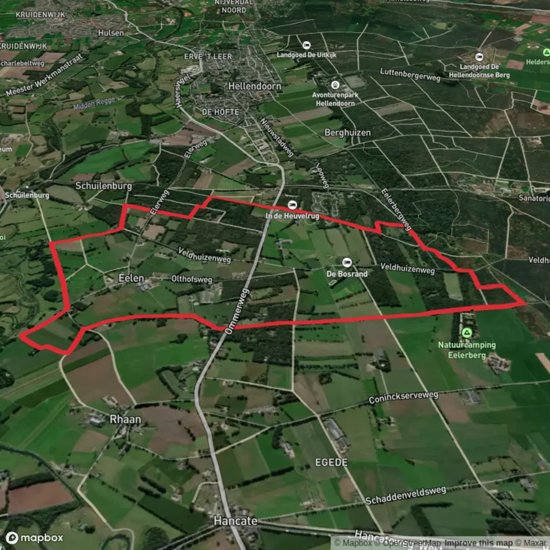 An image depicting the trail Ossenkamp Weg and Twente Eelerberg - Gele Loop and its surrounding area.