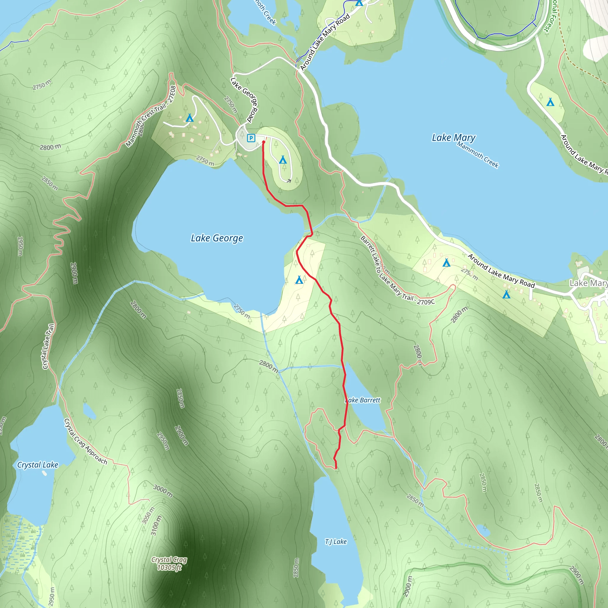 Coldwater Campground to Lake George Trail mobile static map