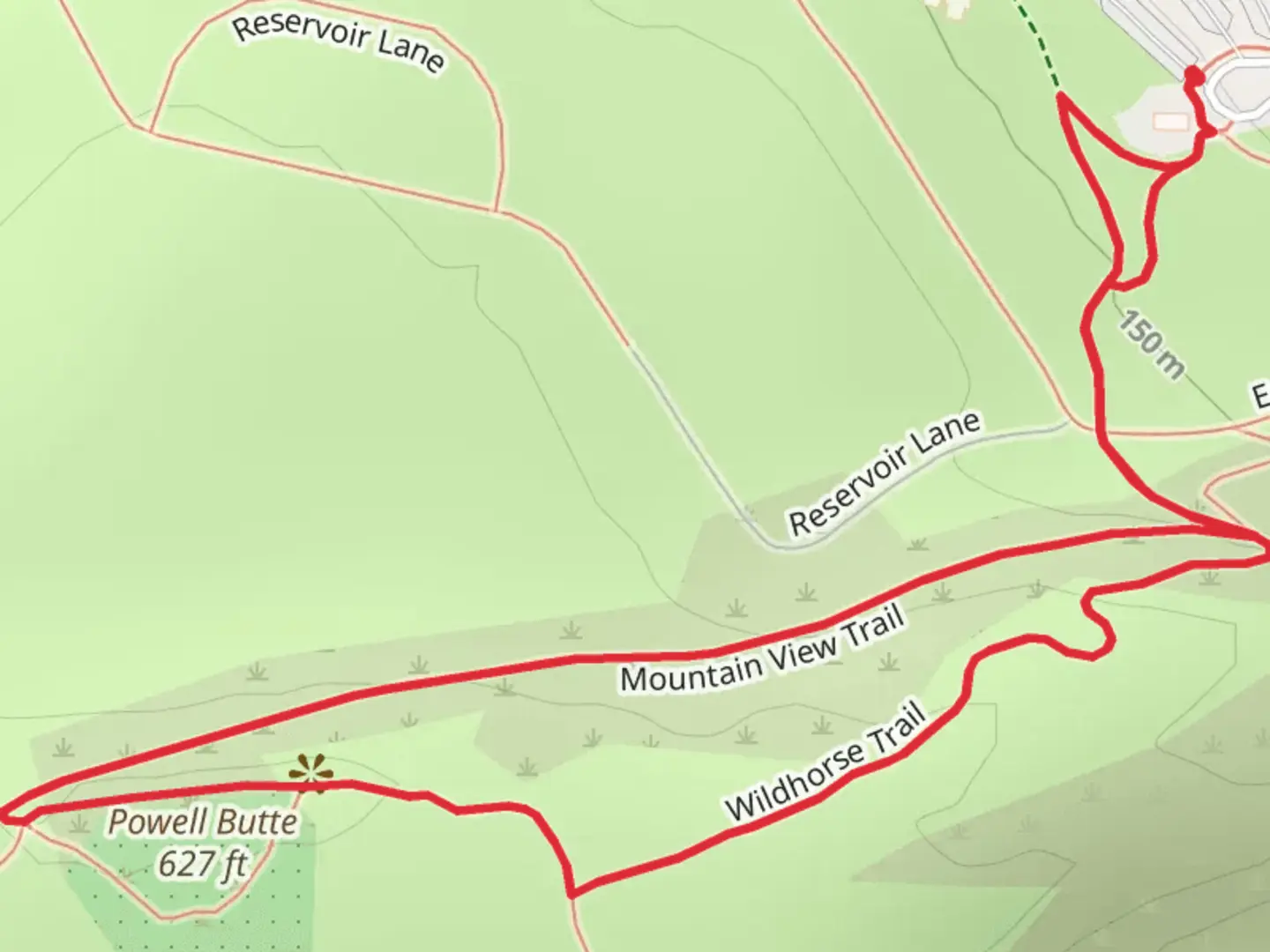 An image depicting the trail Mountain View and Wildhorse Trail and its surrounding area.