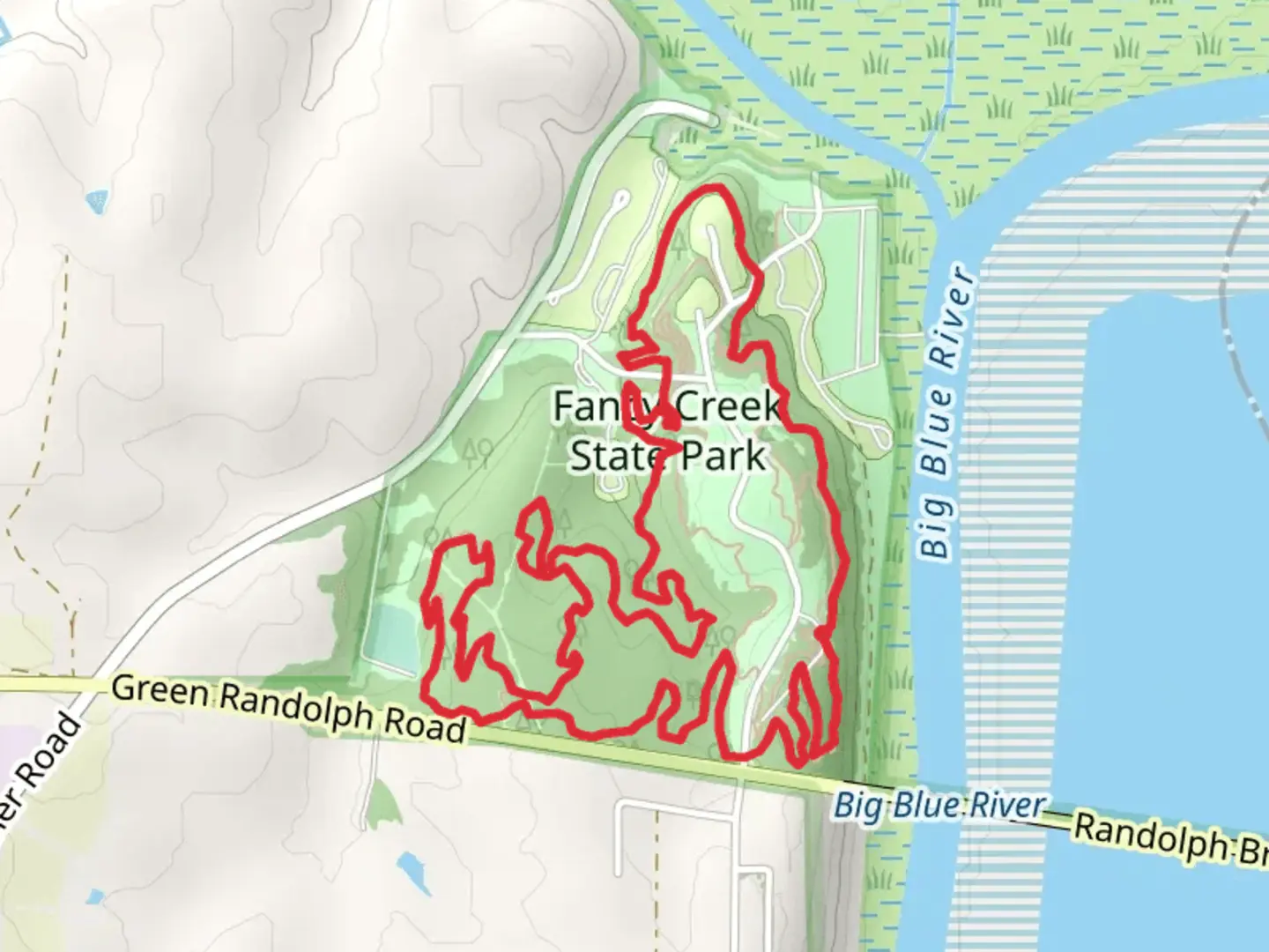 An image depicting the trail Fancy Creek State Park Loop and its surrounding area.