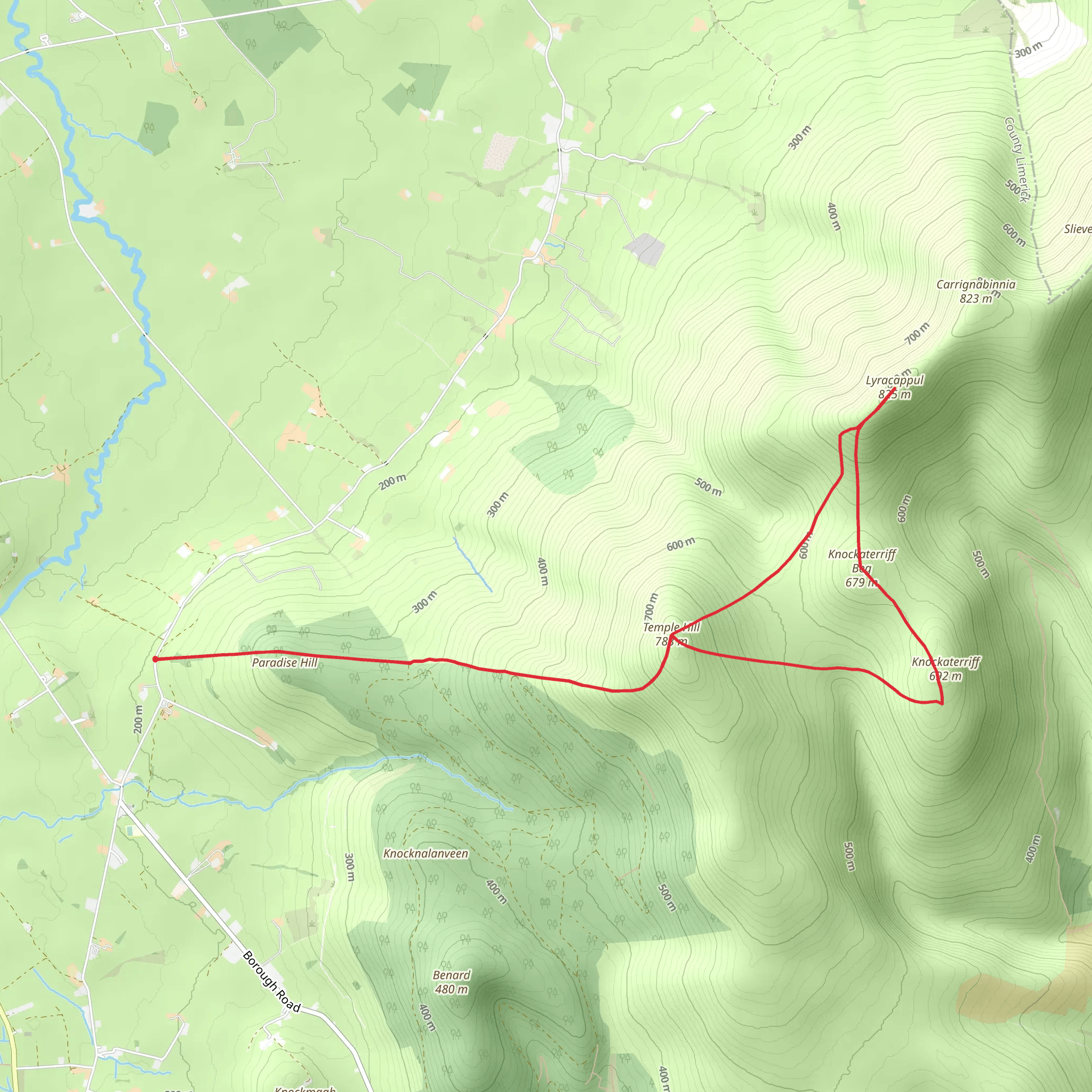 Temple Hill and Lyracappul Loop mobile static map