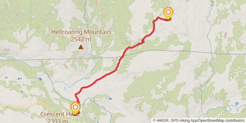 Buffalo Plateau via Hellroaring Creek Trail stage 2 Map