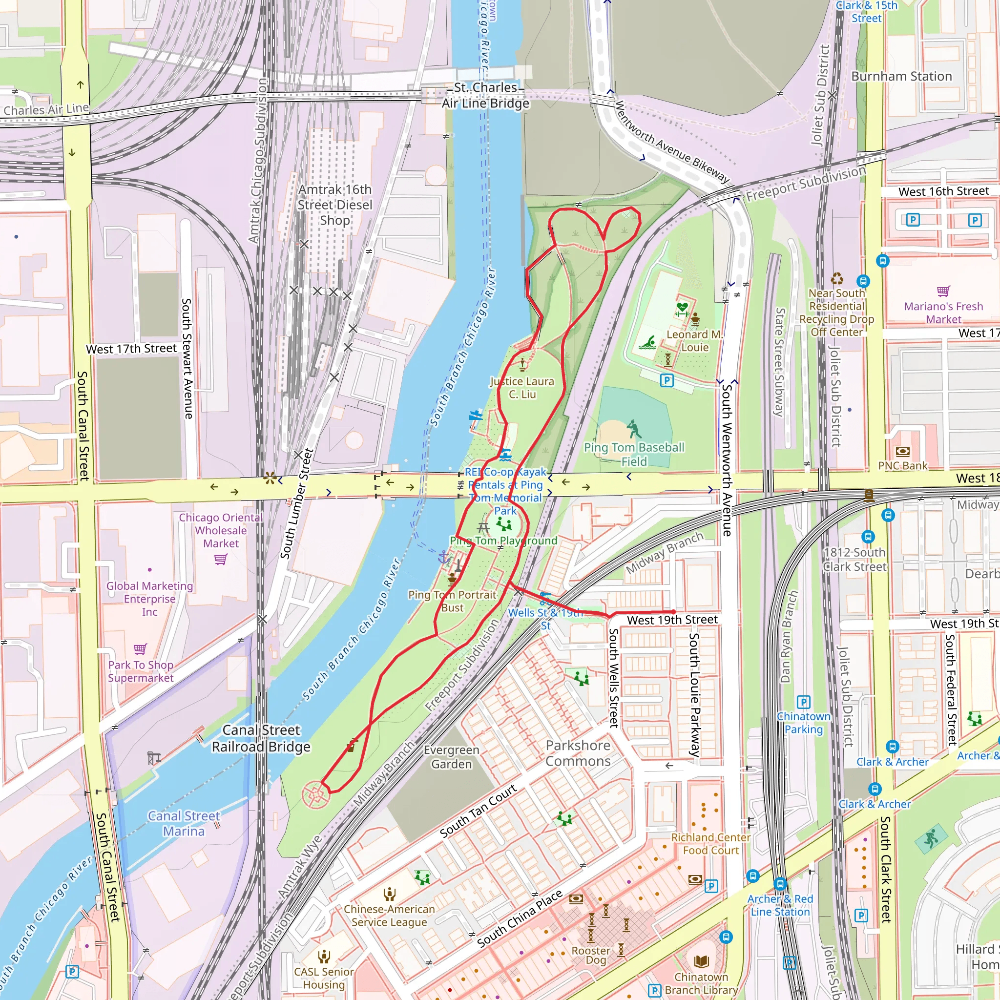 South Branch Chicago River Shore Loop - West 18th Street mobile static map