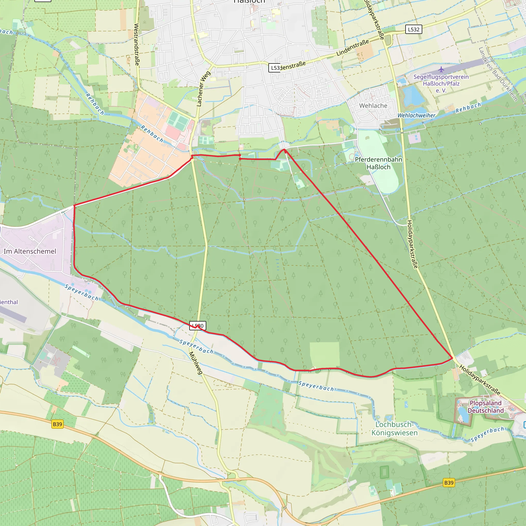 Oberwald and Mitterwald Loop - Haßloch mobile static map