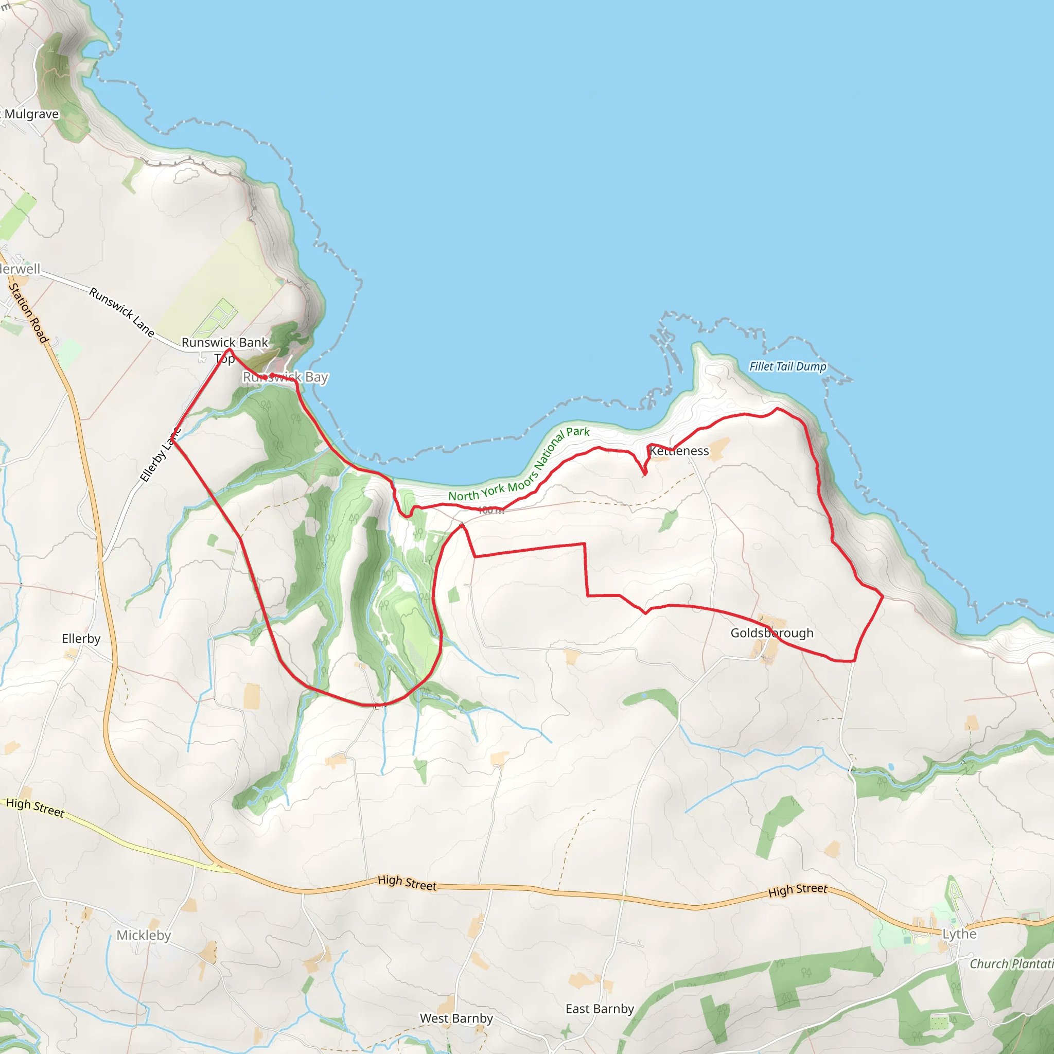 Runswick Bay - Kettleness - Goldsborough and Disused Railway Line mobile static map