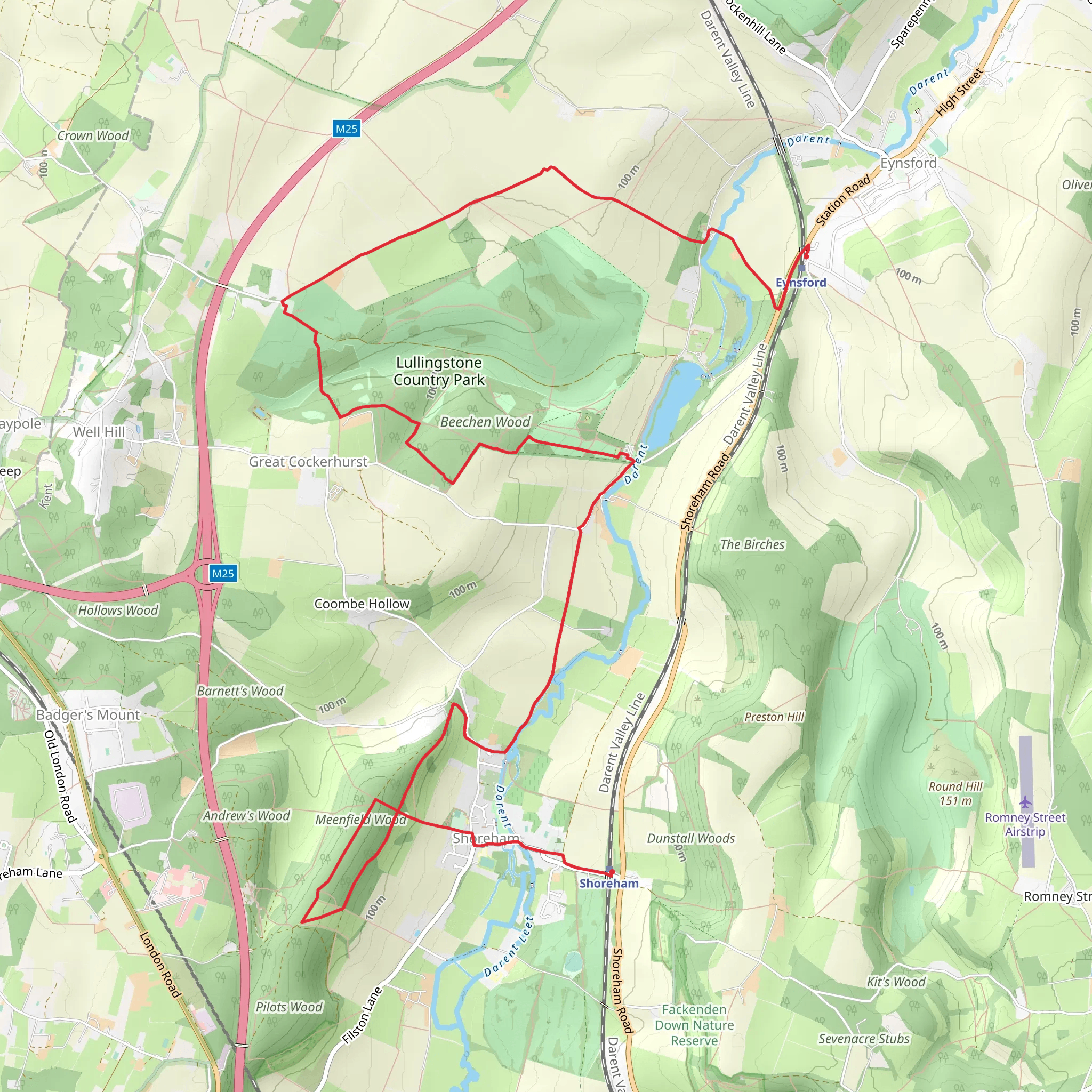 Eynsford to Shoreham Walk mobile static map