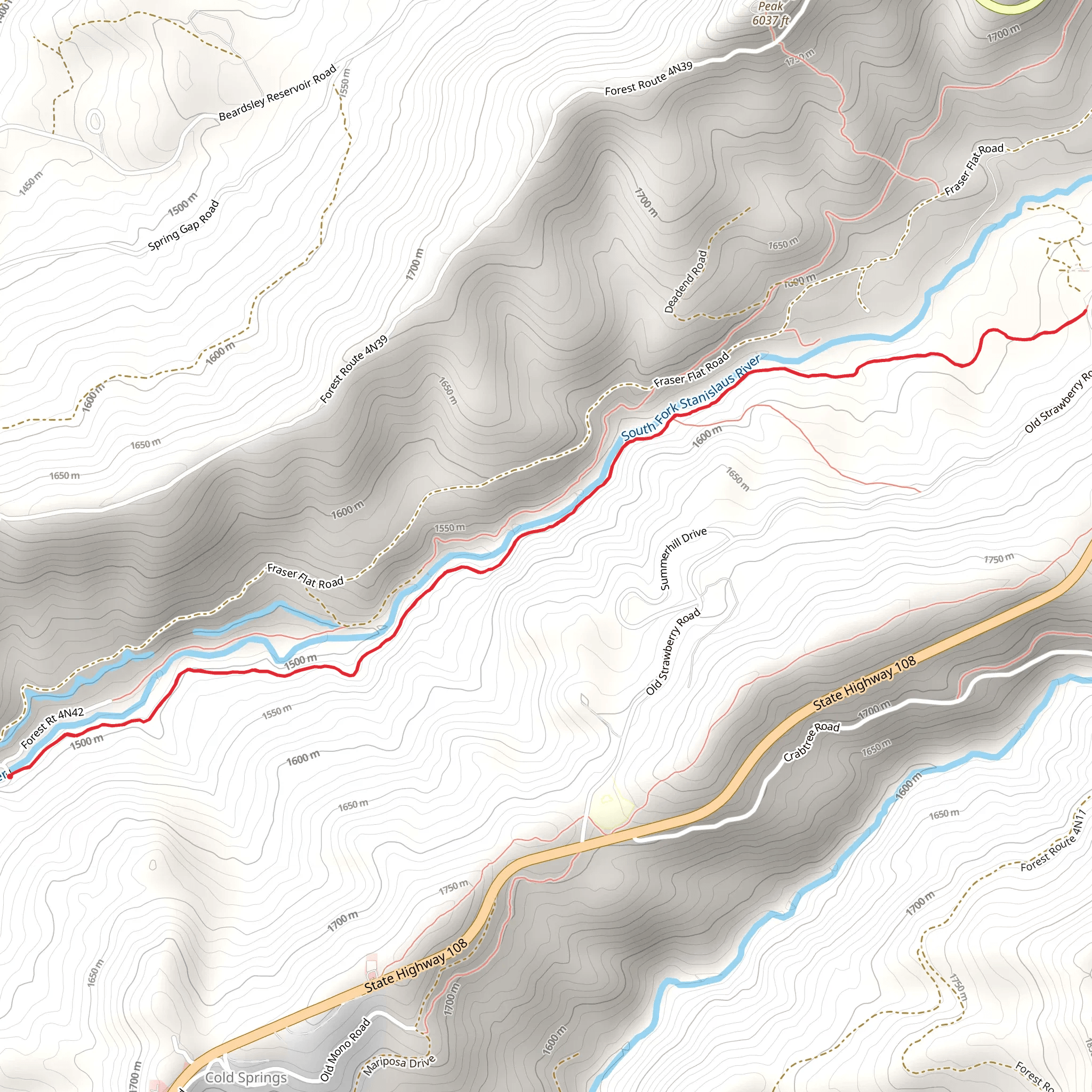 South Fork Stanislaus River mobile static map