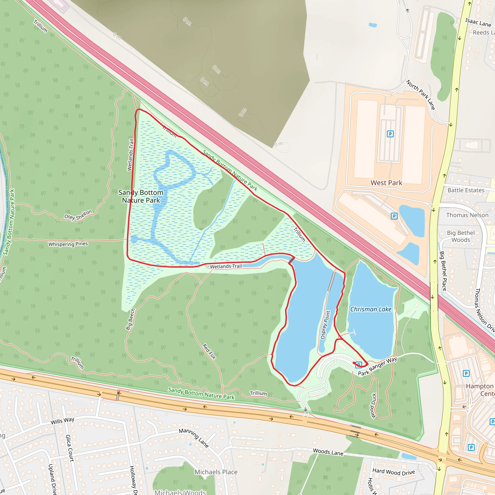 Wetlands Trail and Trillium Loop mobile static map