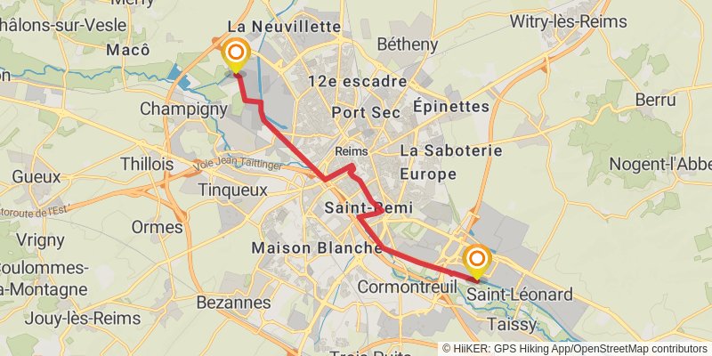 Via Francigena - France stage 22 Map