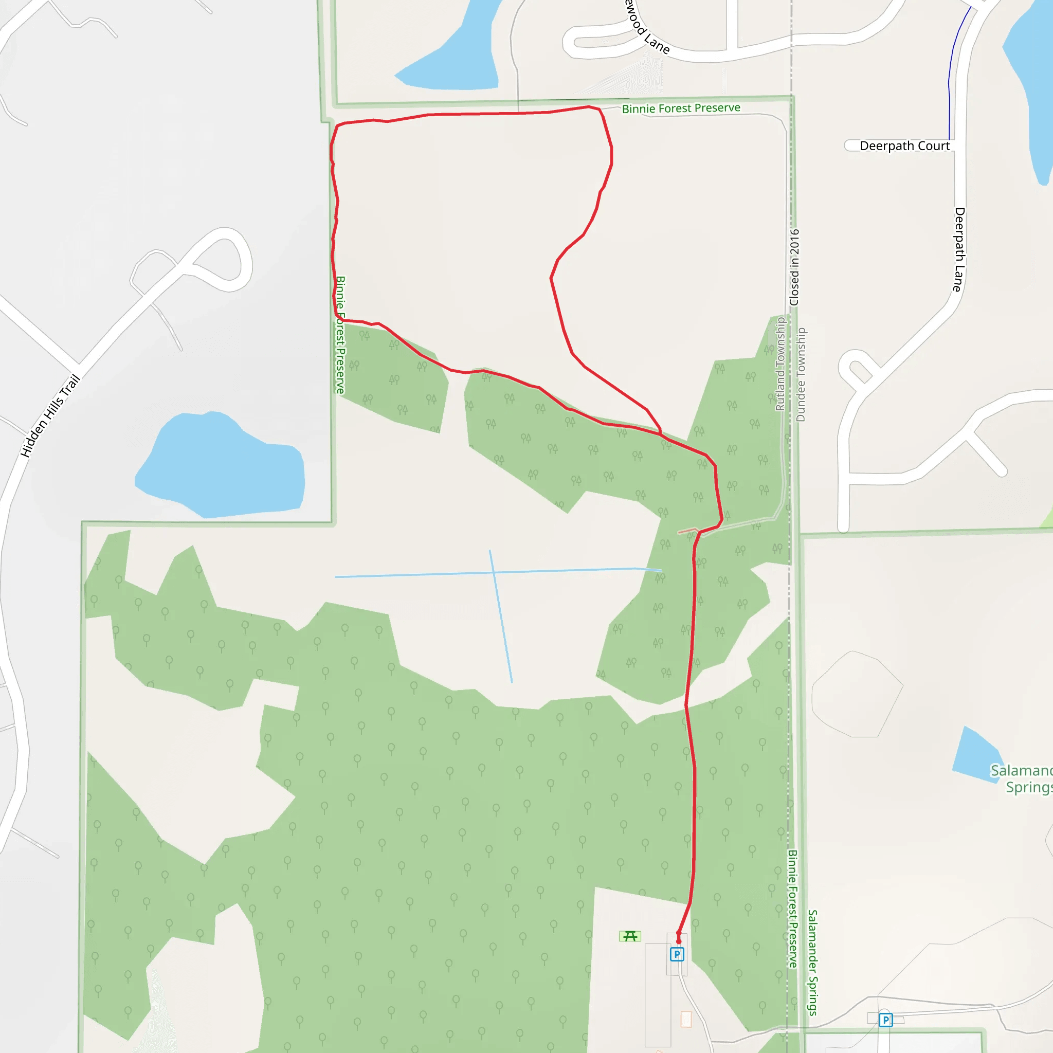 Binnie County Forest Preserve Loop mobile static map