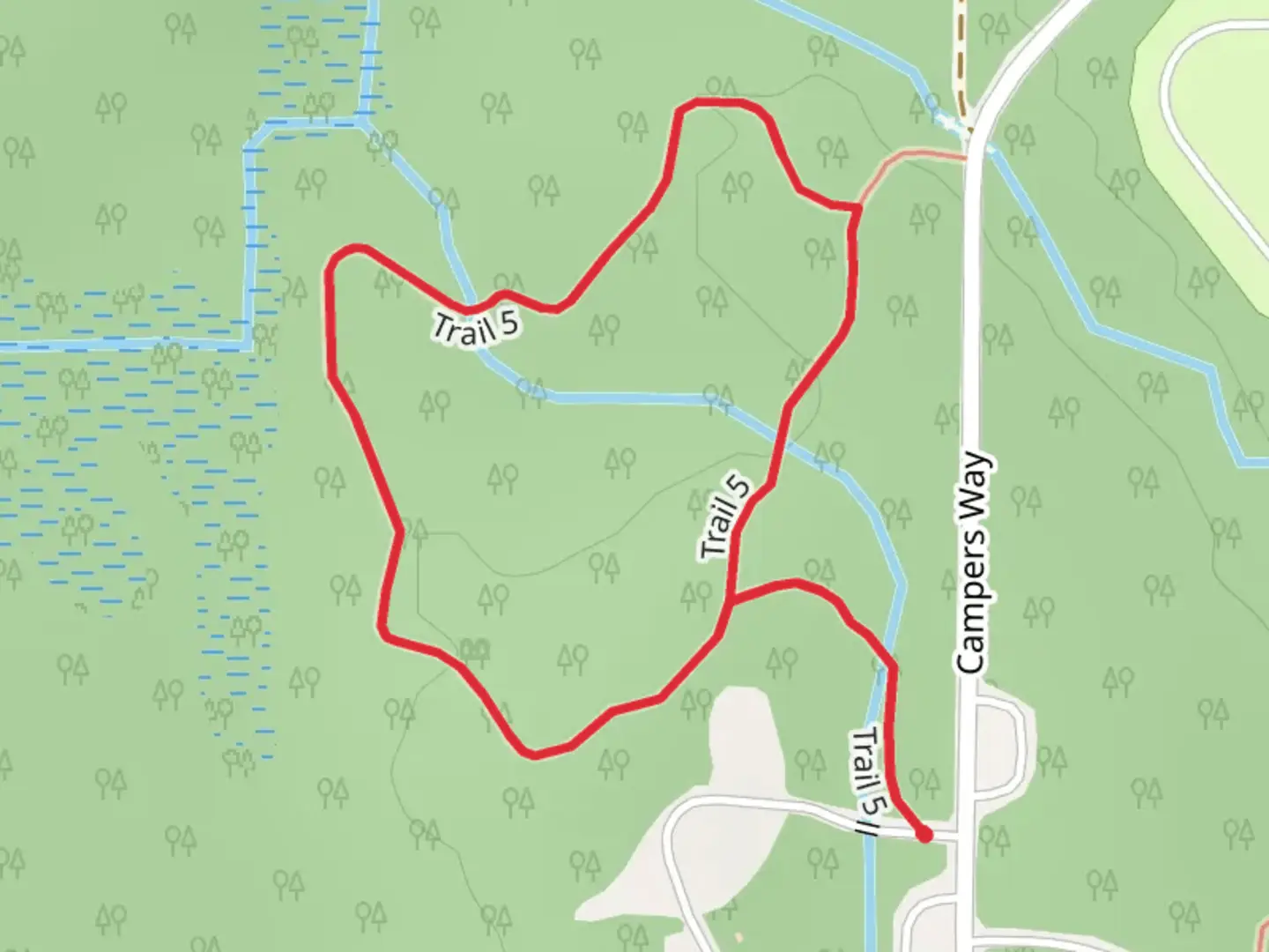 An image depicting the trail Trail 5 Loop and its surrounding area.