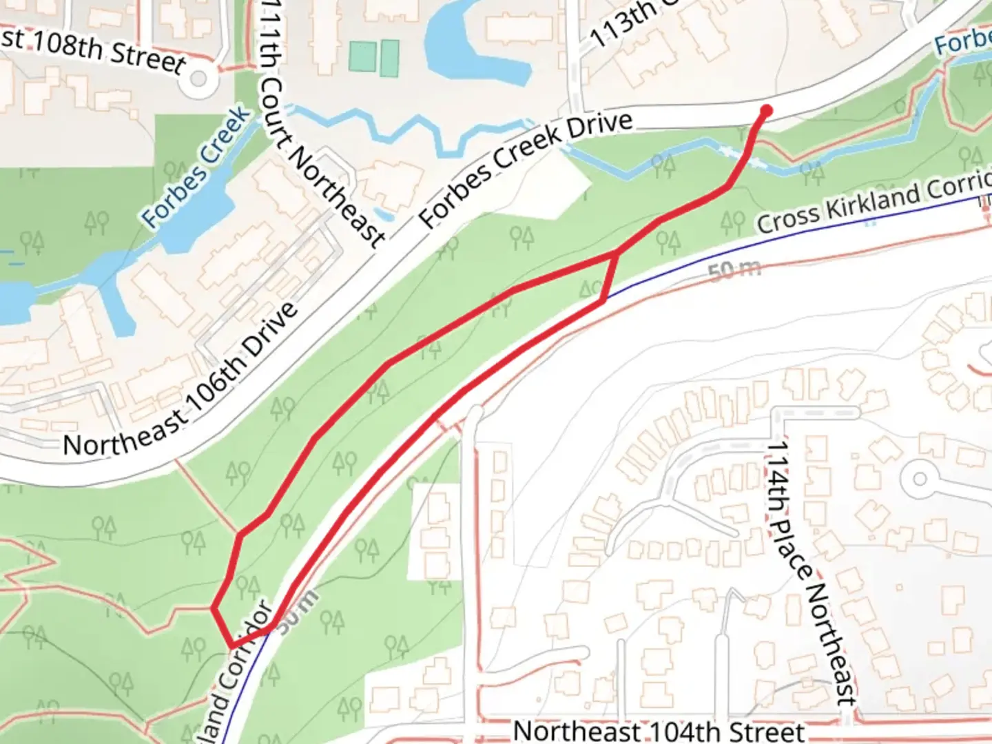 An image depicting the trail Forbes Creek Drive South Loop and its surrounding area.