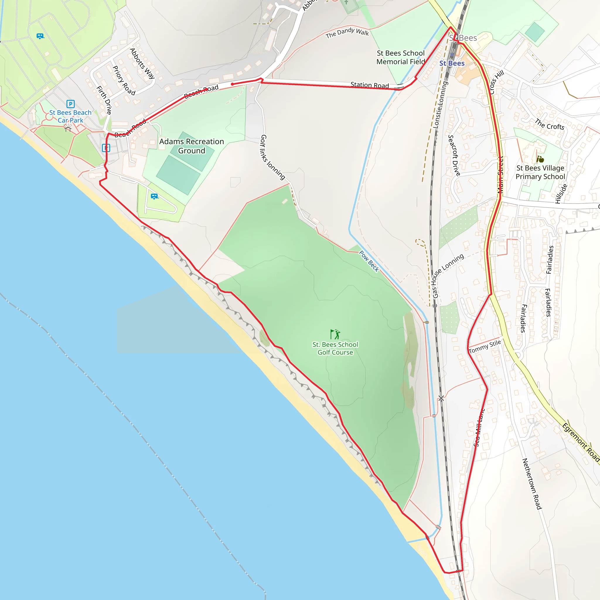 Adam's Recreation and Cumbria Coastal Way mobile static map