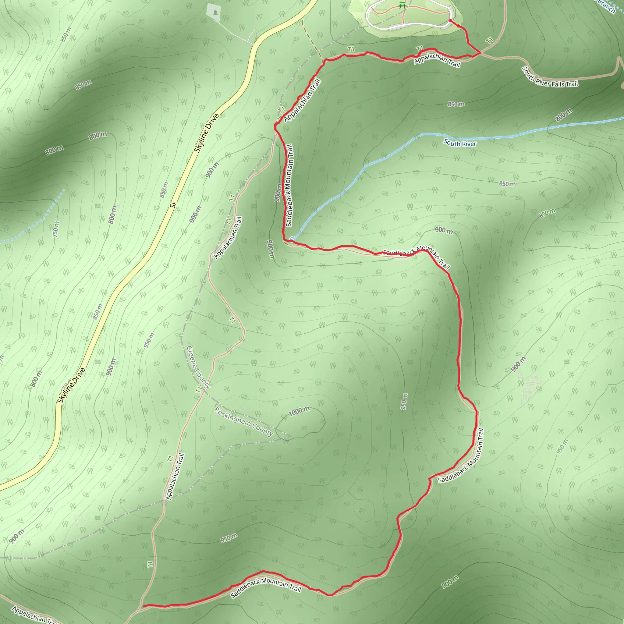 Saddleback Mountain via Appalachian Trail mobile static map
